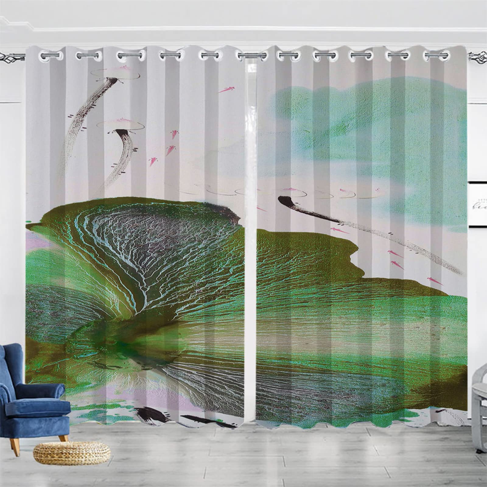 Vorhang Blickdicht Verdunklungsvorhänge Gardienen 2-SetBlume 150x166cm