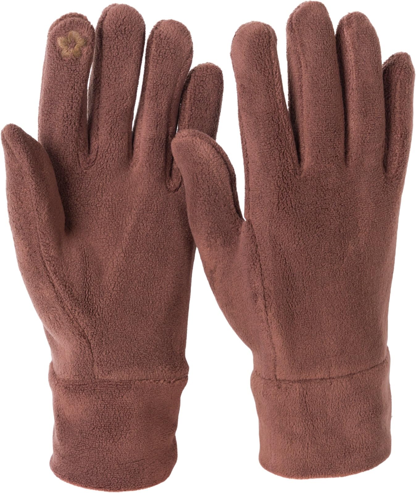 styleBREAKER Ladies Touchscreen Fleece Gloves Unicoloured, warm finger gloves, winter 09010047, Colour:Chocolate