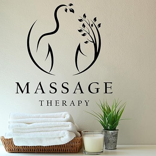 Vinilo adhesivo de pared Spa Masaje Sala Terapia Salón de Belleza Pegatinas Interior Mural Decoración Grande (g8173) Negro