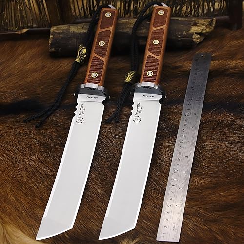 Miniatura 7 de BA-KOR Cuchillo fijo de acero 9CR18MOV de 0.276 in (15.6 pulgadas) mango de sándalo con espiga completa, funda + (correa de hombro individual) y