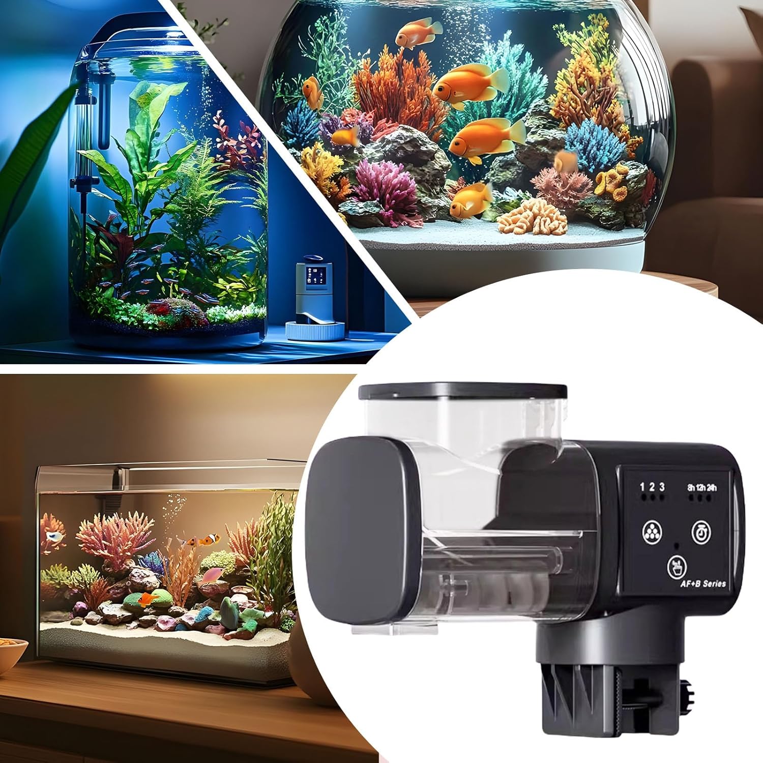 Fish Feeder for Aquarium,Automatic Waterproof Feeding Dispenser with Timer - Aquarium Automatic Feeder | for Betta Turtle Pellet Vacation Weekend Day Traveling Pond