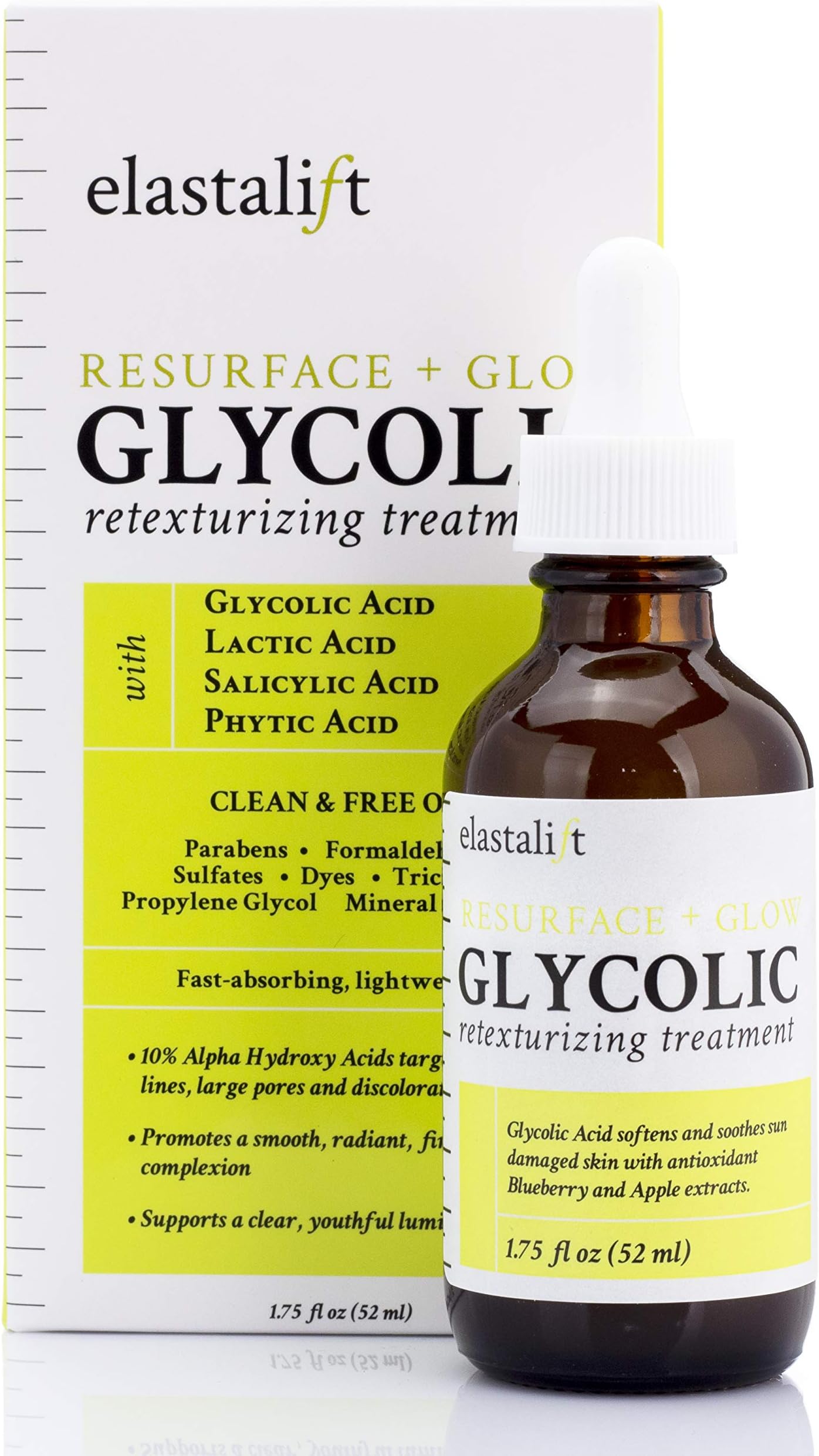 Elastalift Resurfacing Glycolic Acid Facial Peel Serum, Anti-Aging Dark Spot Corrector Facial Peel Reduces Enlarged Pores, Minimizes Fine Lines, Evens Skin Tone, Exfoliating Chemical Peel, 1.75 Fl Oz