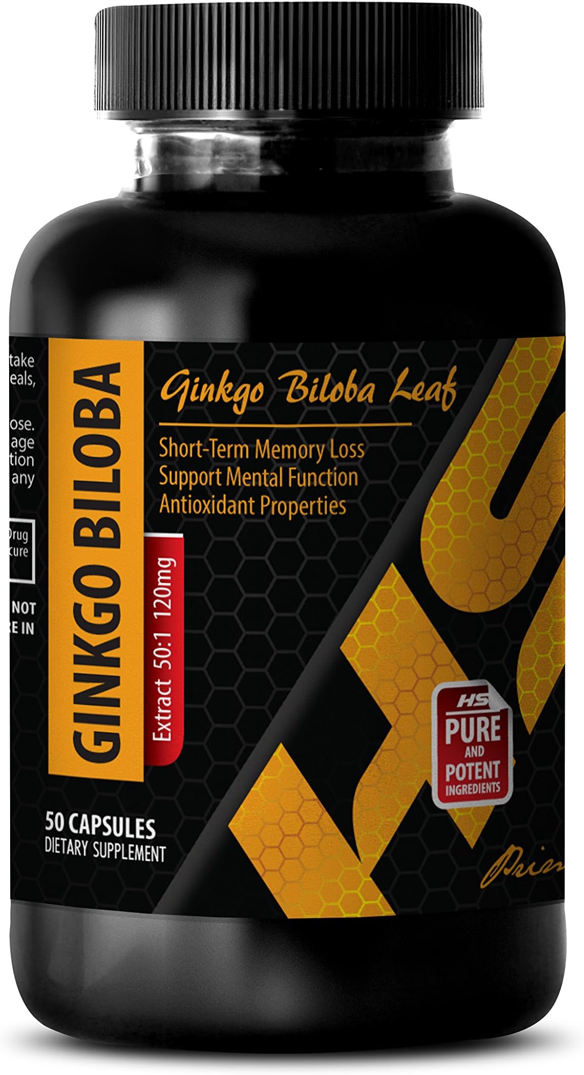 Colon Health - Ginkgo BILOBA Leaf Extract 120MG - Ginkgo Plus - 1 Bottle 50 Capsules