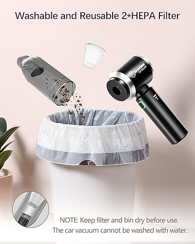 Miniatura 7 de Aspiradora inalámbrica de mano para automóvil, mini motor sin escobillas de alta potencia 18000 PA de alta potencia, soplado, succión y carga 4 en