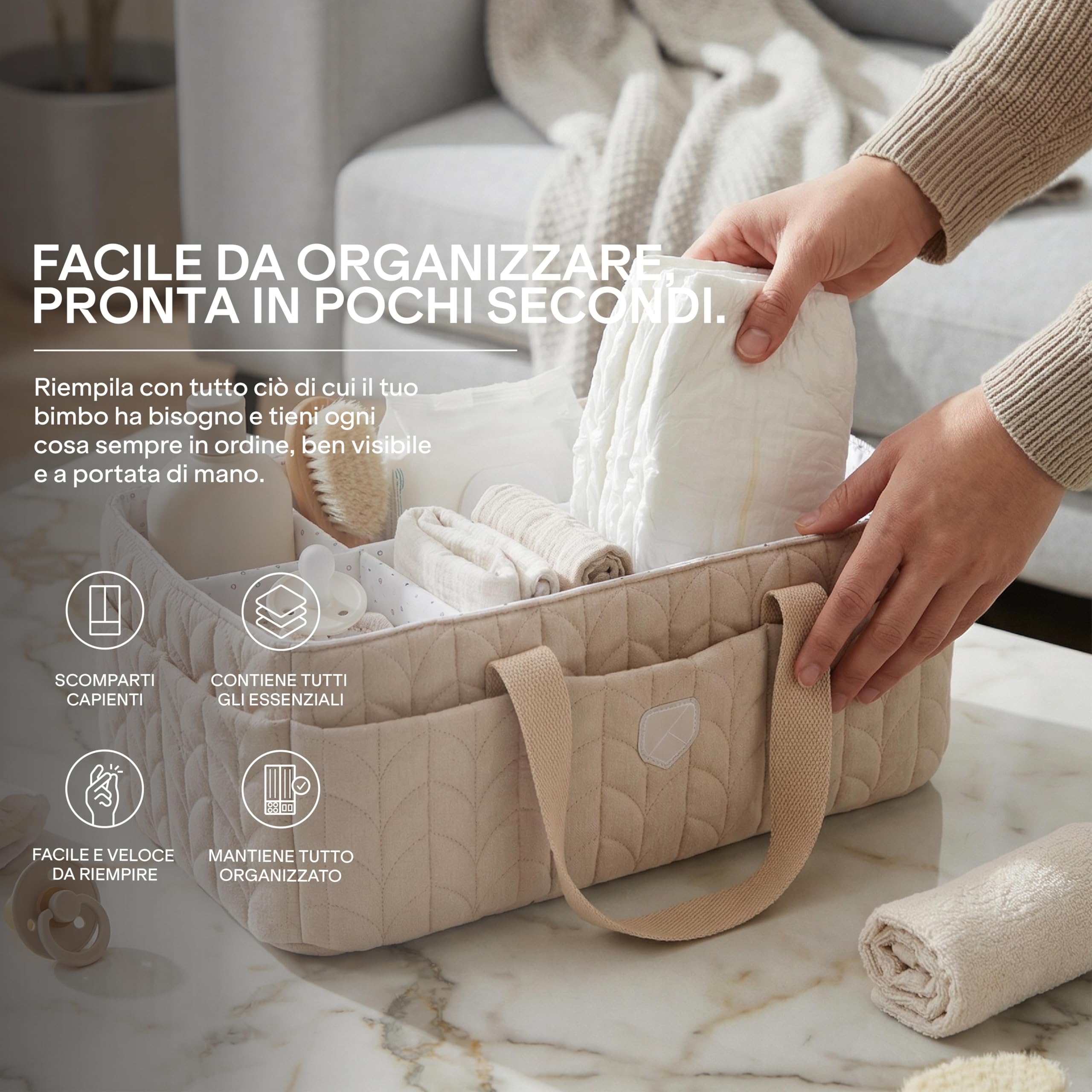 Koala Babycare Organizer Fasciatoio per Neonati - Cestino Porta Pannolini Portatile con Divisori Rimovibili - Organizer Pannolini per Cambio Pannolino e Cameretta Neonato - Perfetto Come Idea Regalo