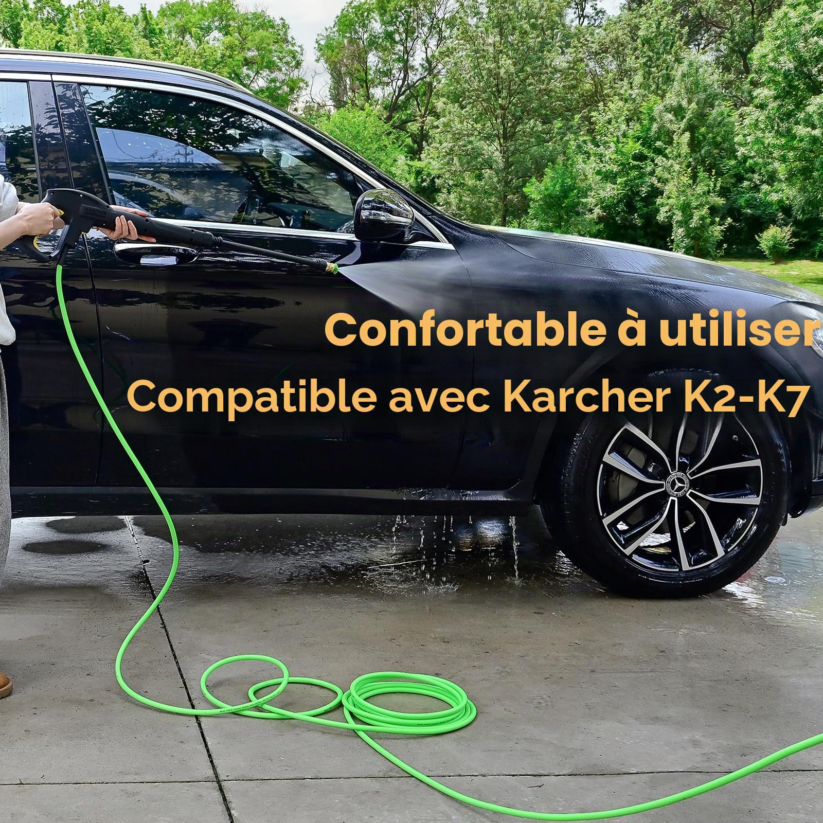 Tuyau de rechange super flexible pour nettoyeur haute pression - 10 m - 200 bar - Tuyau résistant aux torsions pour nettoyeur Kär-Cher K Series - Pour Kar-Cher K2-K7 - Connecteur rapide - Accessoires