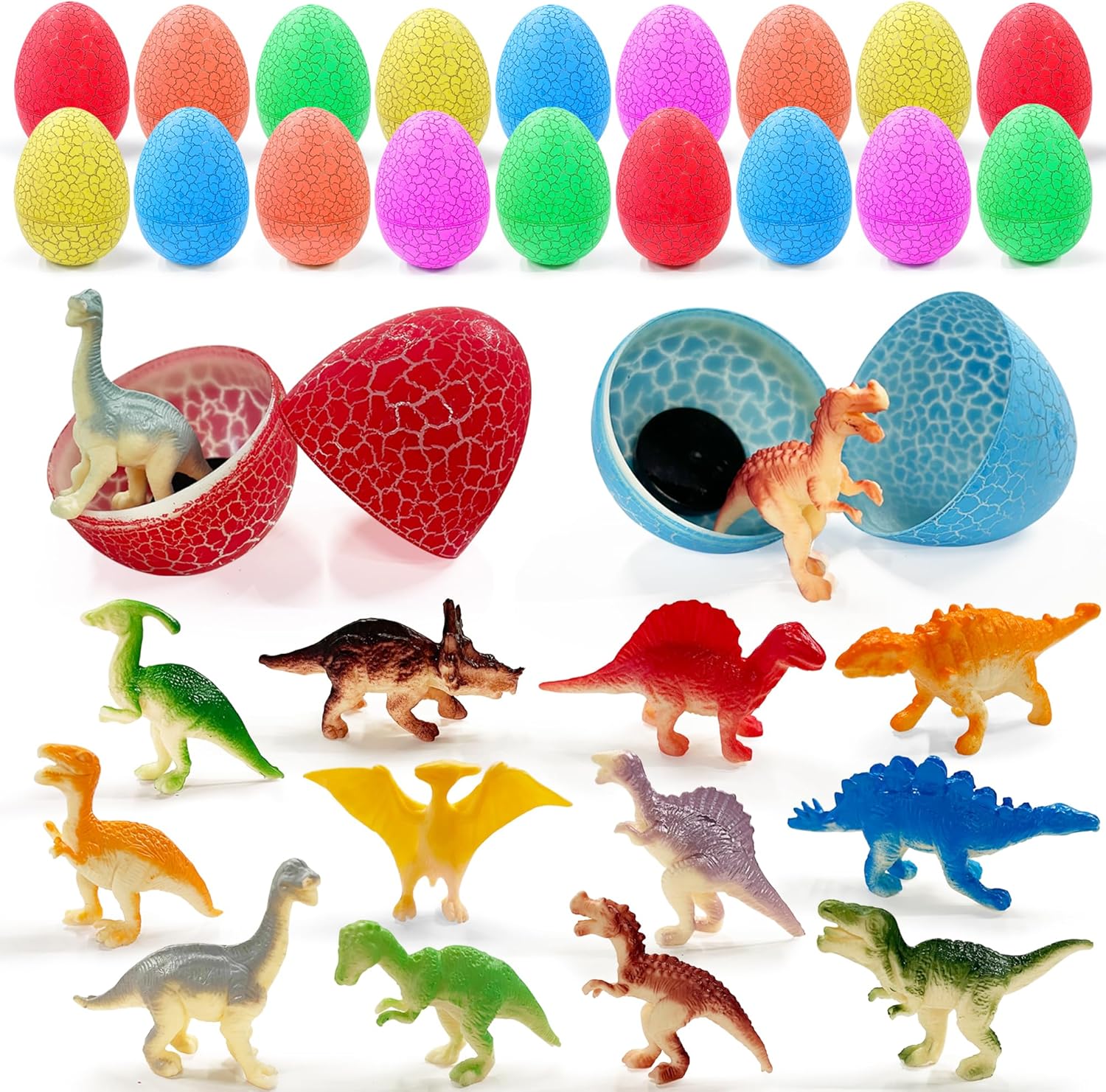XIPEGPA 18Set Dinosaur Eggs with Mini Dinosaur Figures Goodie Bag Stuffers Easter Eggs and Birthday Party