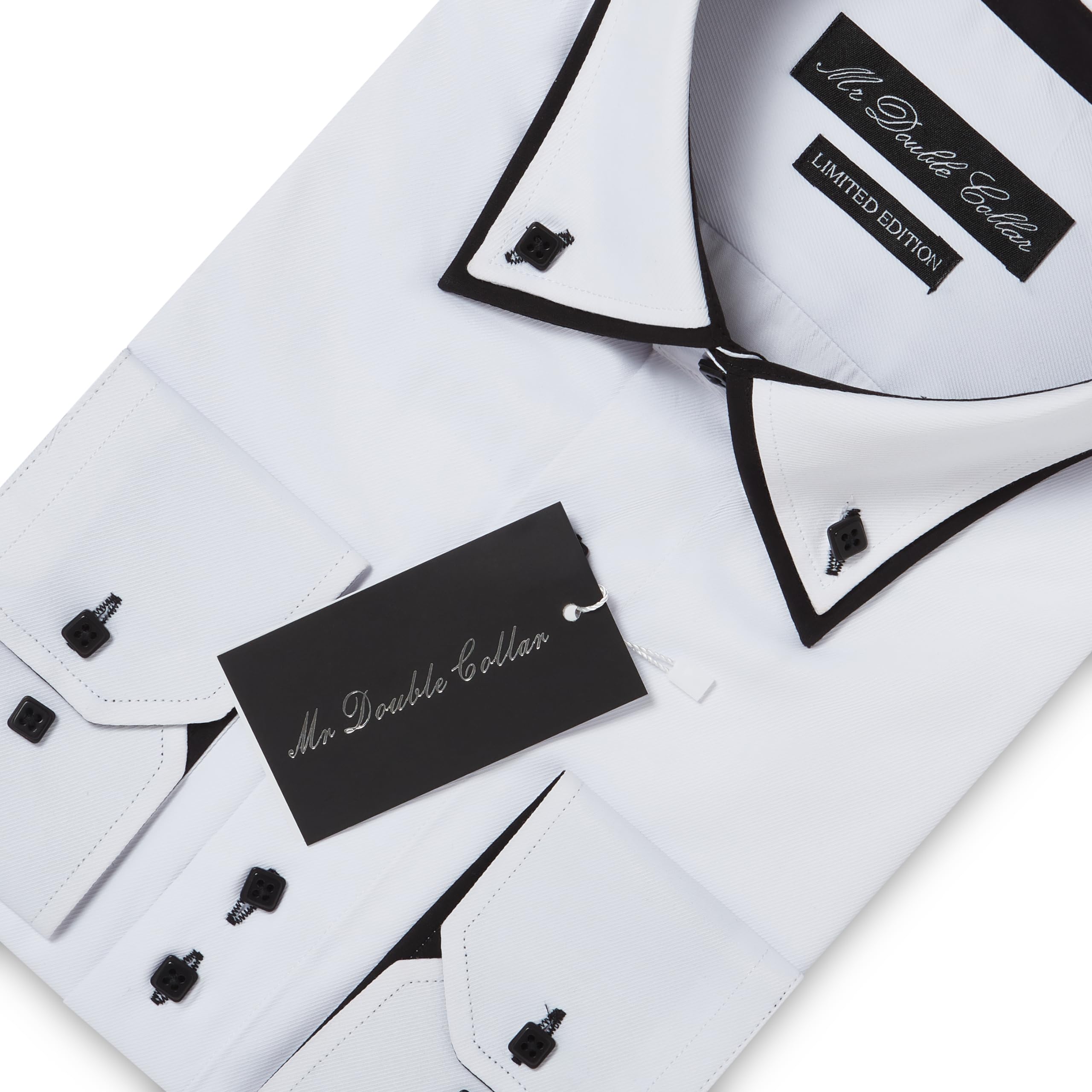 Camisa de manga larga con botones negros y cuello doble para hombre, diseño italiano