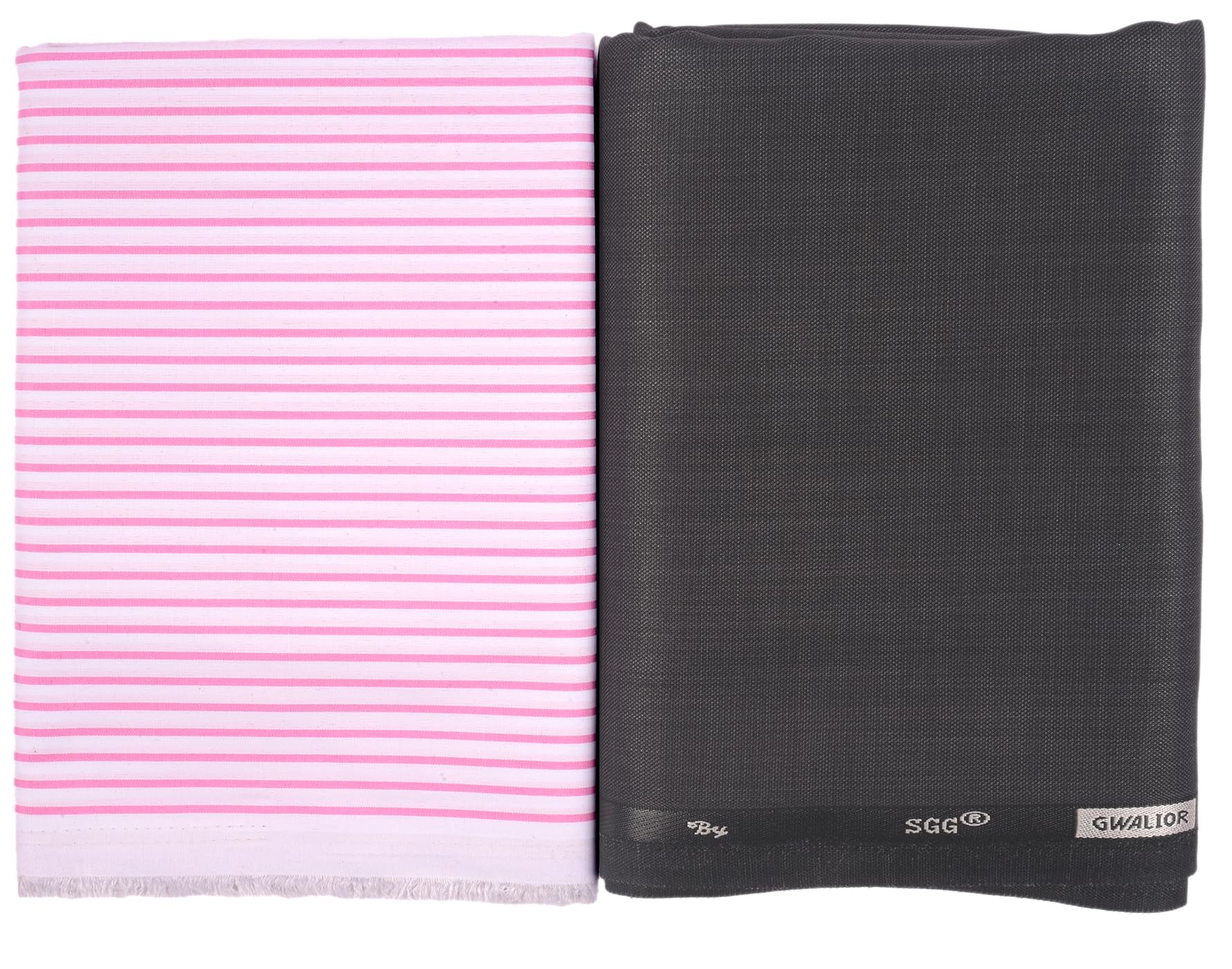 men's cotton-blend shirt & poly viscose pant unstitched executive fabric combo set with gift box: pink stripe shirt 2.2 meters and pant 1.2 meters (mfs-str-48)