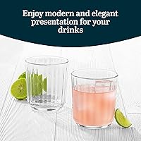 Vista 4 de Libbey Vasos dobles de estilo antiguo, 11.2 onzas de línea fina acanalada, vasos de whisky aptos para lavavajillas, juego de vasos para bebidas