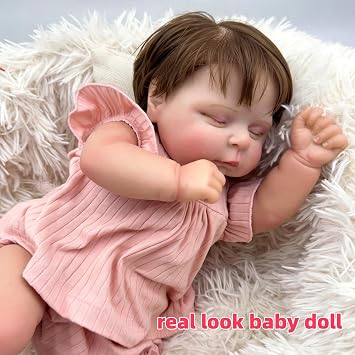 iCradle Lovely Real Look 20 Inch Reborn Baby Girl Doll Rooted Hair Soft Body Baby Doll Realistic Newborn Doll Real Life Baby Doll Toy Gift for Ages 3+