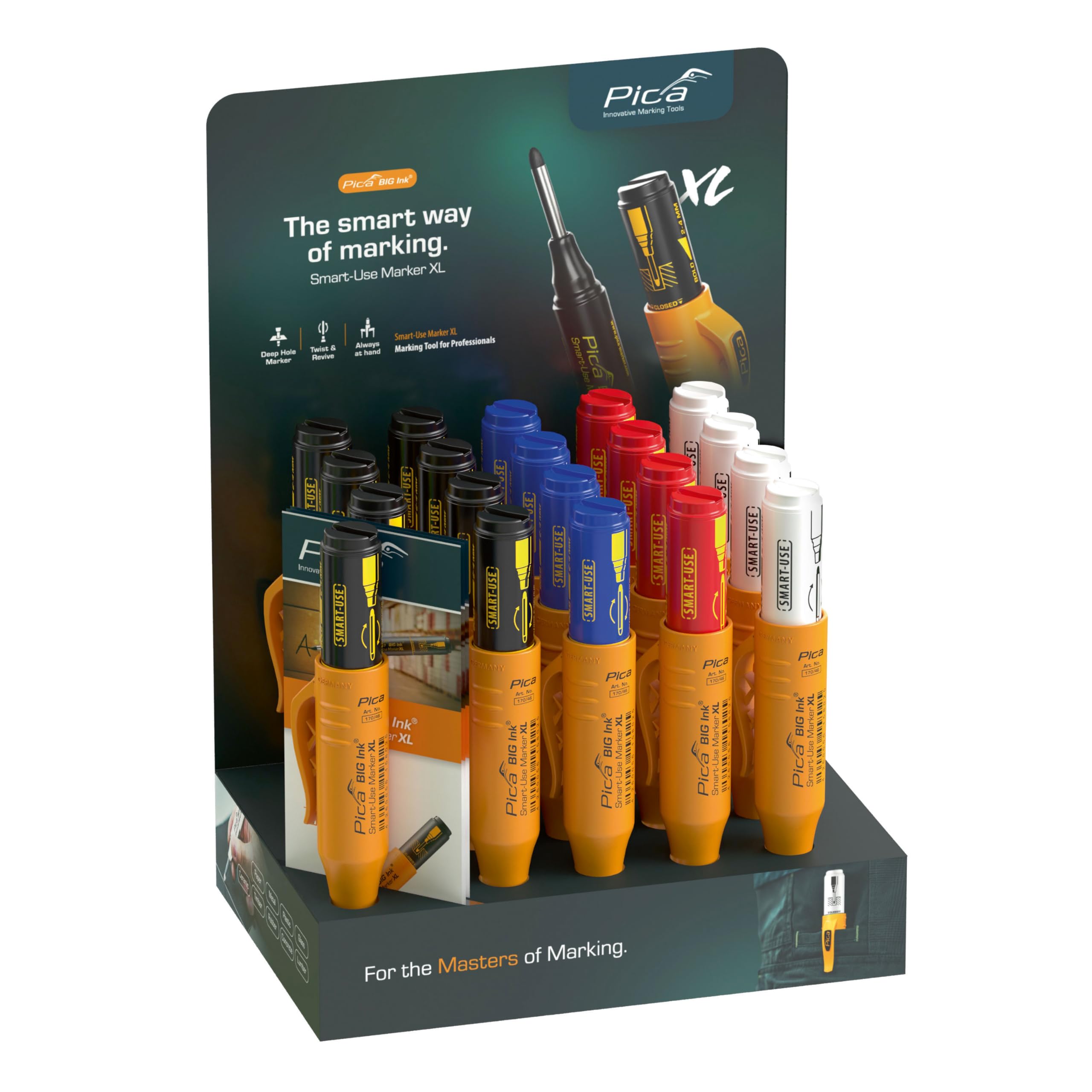 Pica Big Ink Smart Use Tieflochmarker, 20-teiliges Display