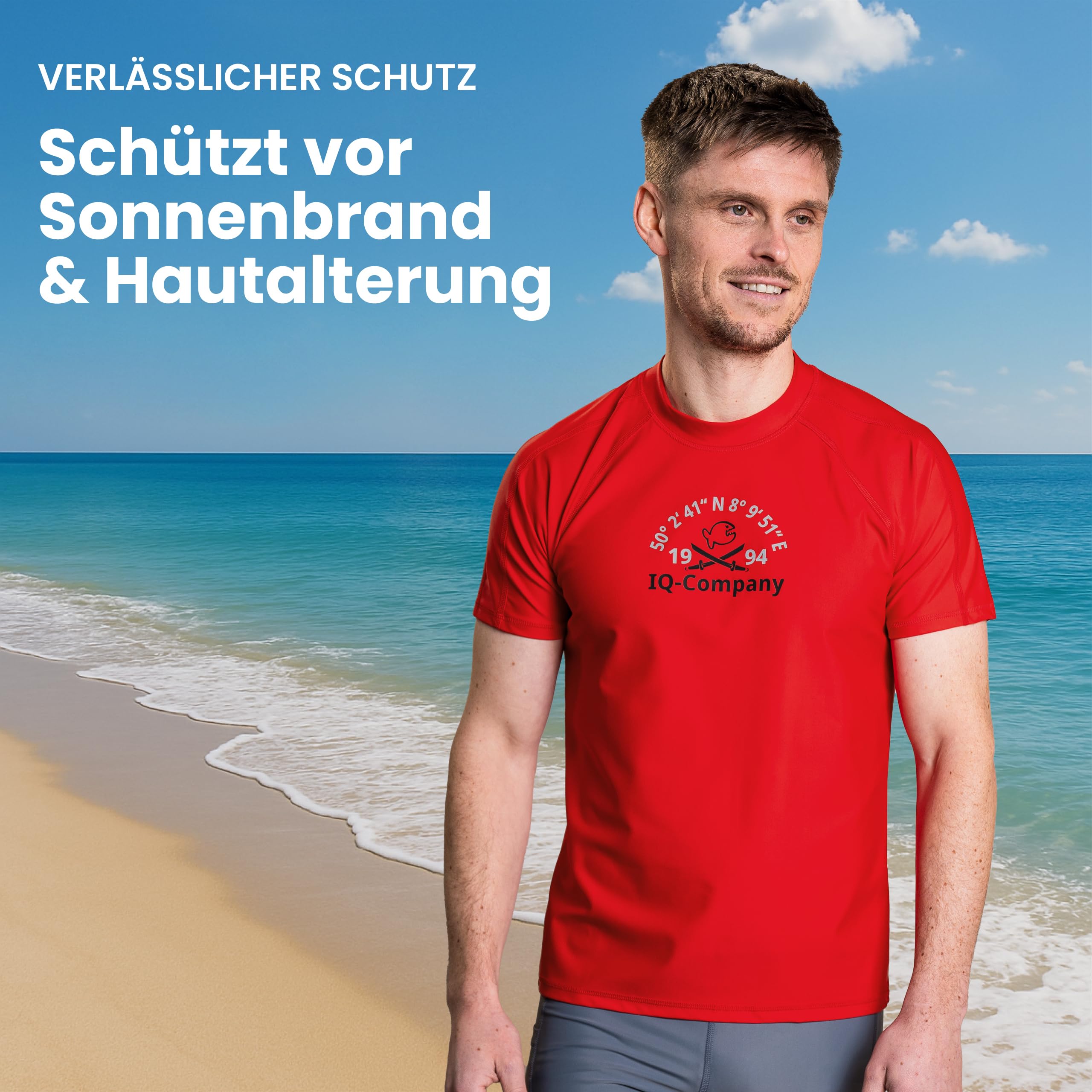iQ-UV Shirt Herren Loose Fit – UPF 50+ UV-Schutz Rashguard für Wassersport – Schwimmshirt für Herren aus recyceltem Material – Surf-Shirt für Männer – atmungsaktiv & schnelltrocknend