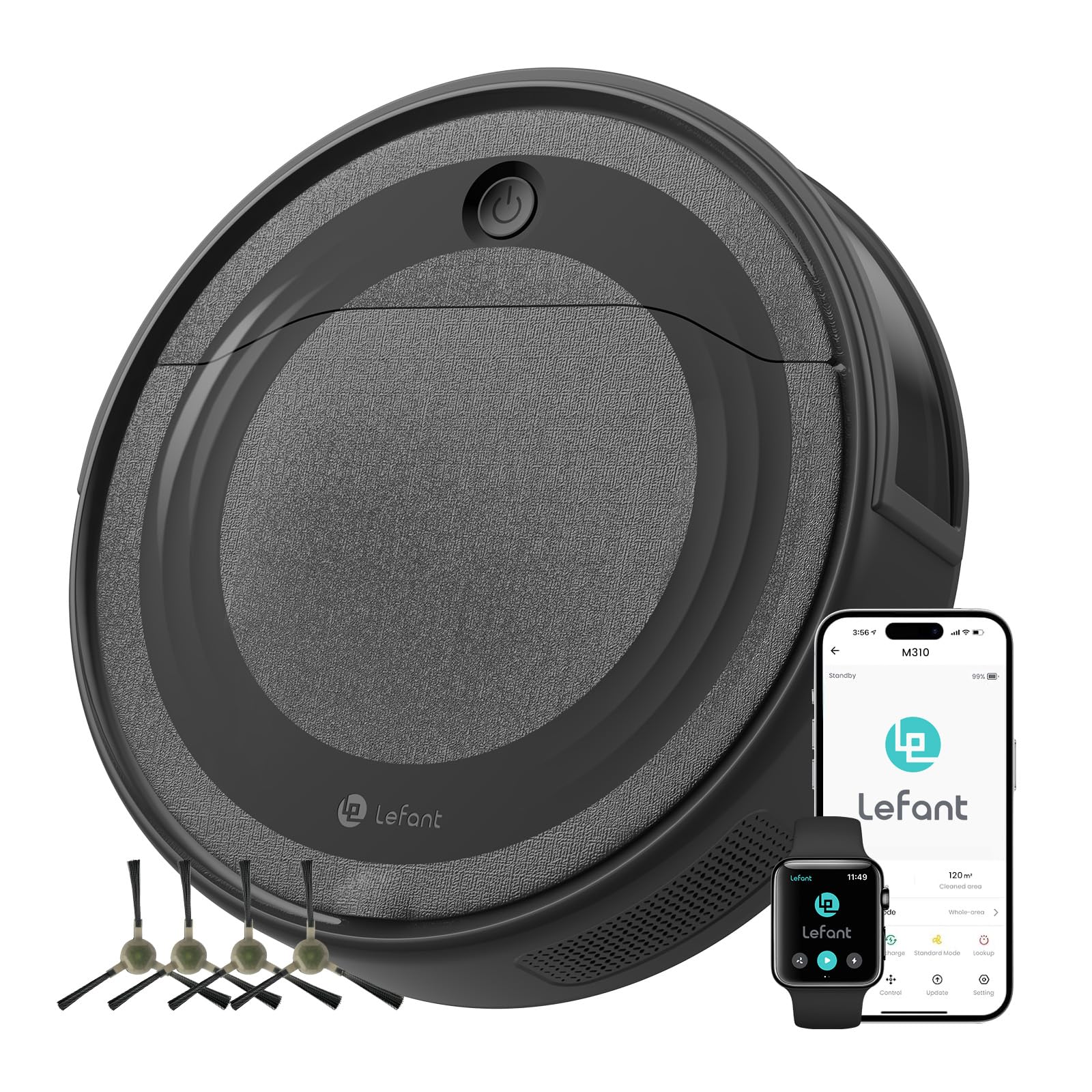 LefantM310 Robot Vacuum Cleaner, 4500Pa Powerful Suction, PreciSense Obstacle Avoidance, Mini, Quite, 160 Mins Self-Charging Robotic Vacuums, App/Voice/Remote, Ideal for Pet Hair Hard Floors, Black
