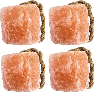 Himalayan Salt Lick On Rope 7.5-8 lb Each (Pack of 4) for Horses, Deer, Goats & Livestock
