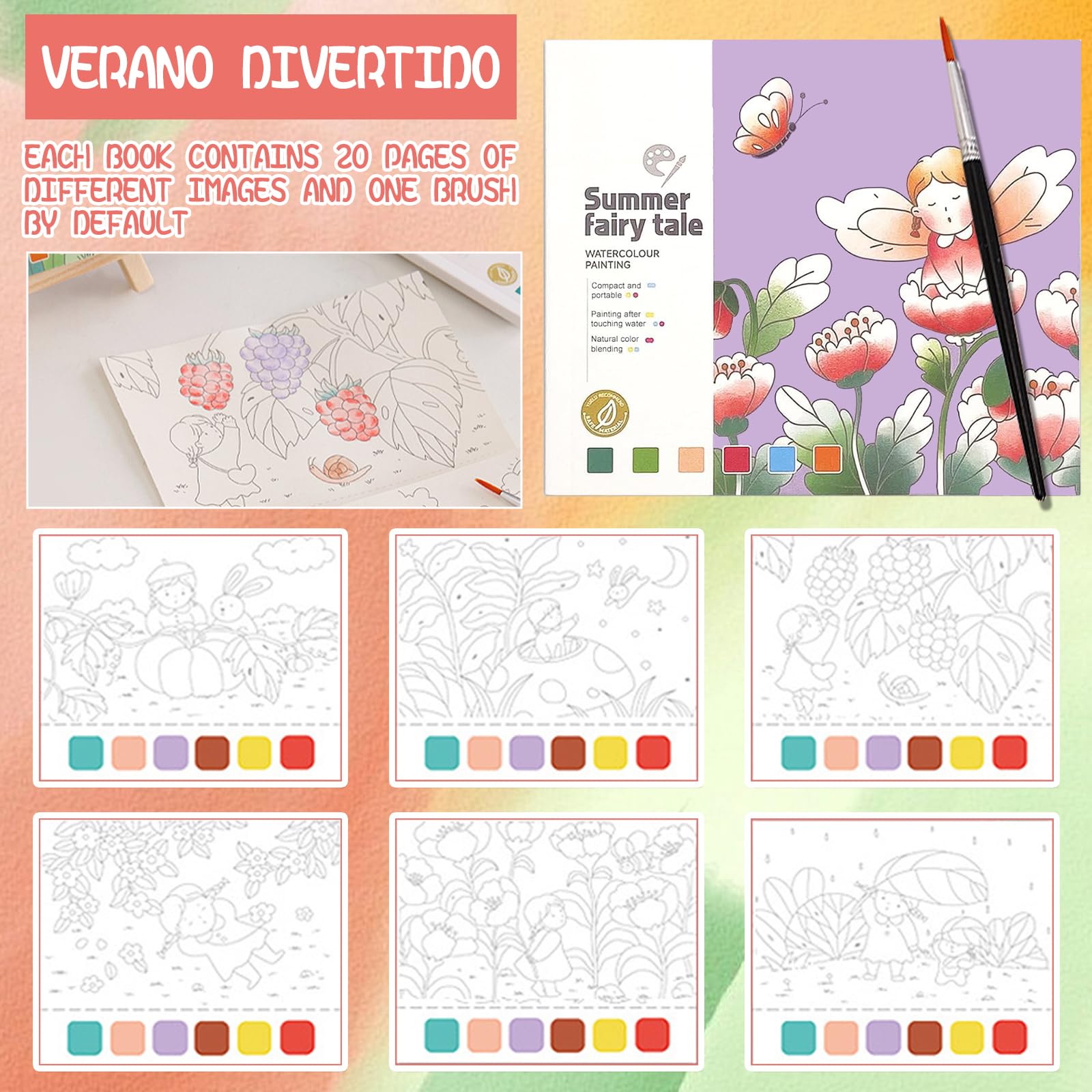 Prima Marketing Libro Da Colorare Ad Acquerello Vol.2 - 24 Fogli 25x20 Cm - Decorazioni Floreali