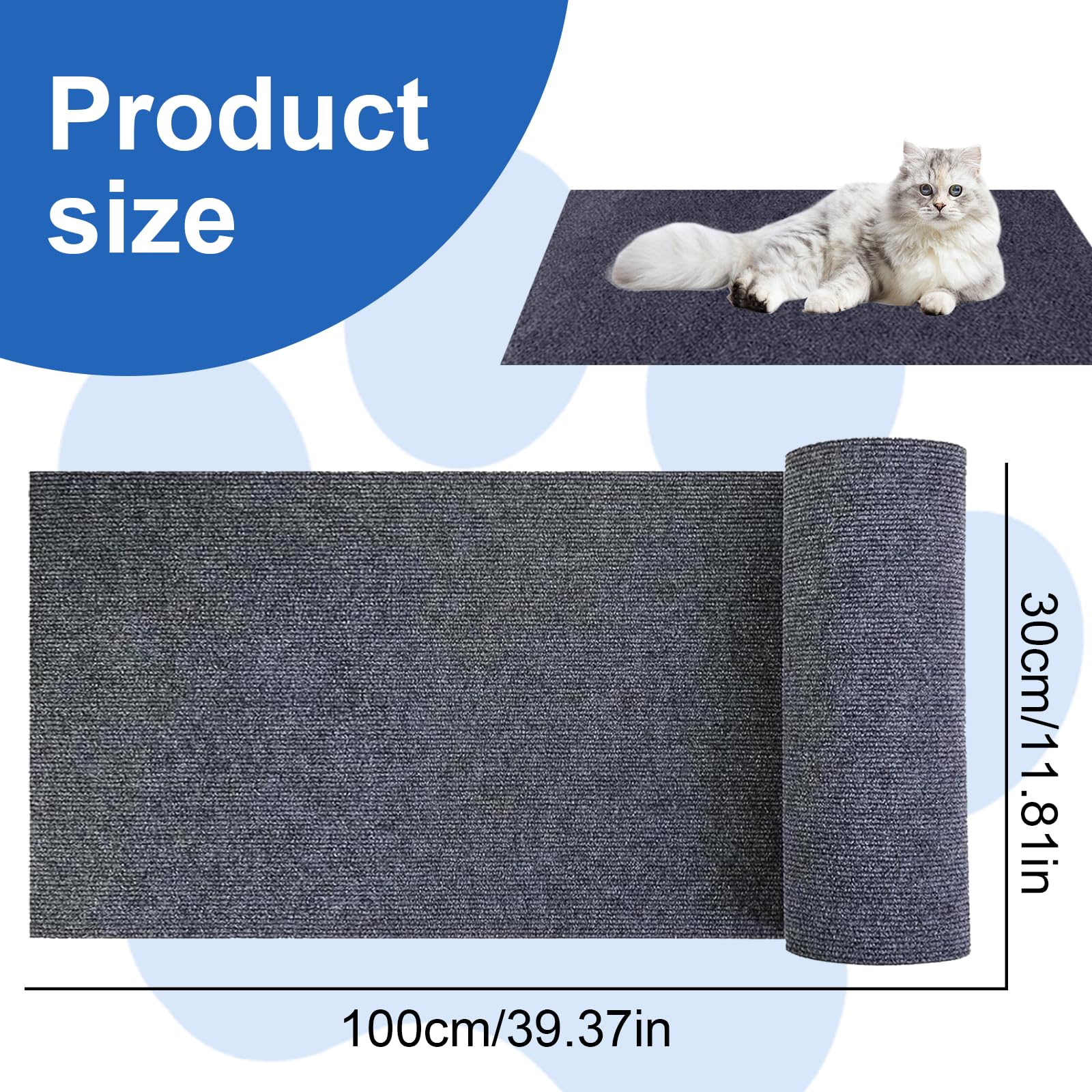 Tappetino Tiragraffi Per Gatti Autoadesivo - 2 Pezzi 100x30cm, Feltro Protettivo Per Divani E Mobili - Foto 2