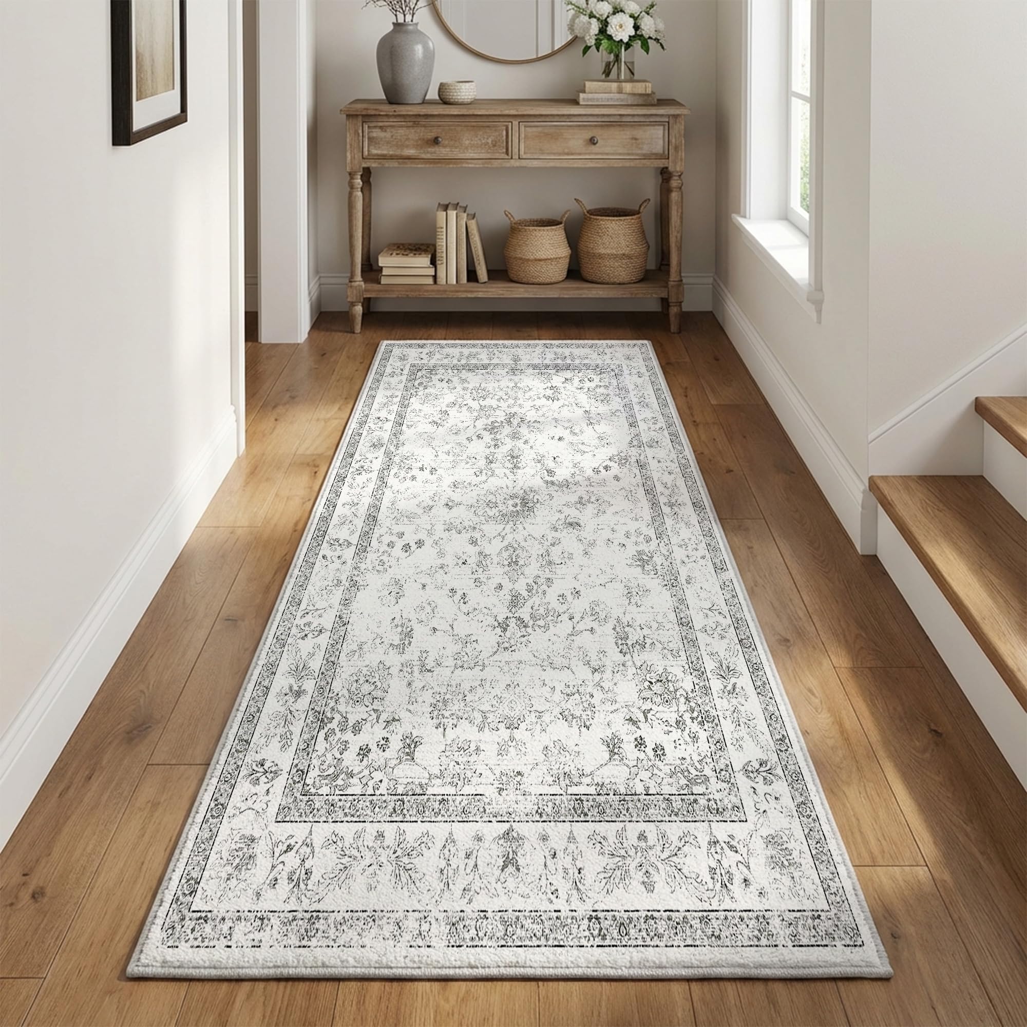 Tapis de couloir floral antidérapant et lavable pour la cuisine