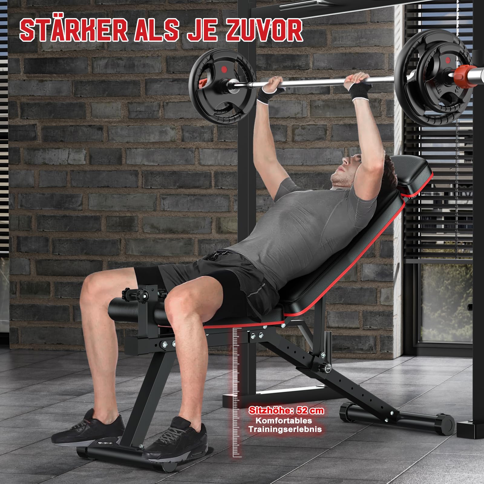 XDDIAS Hantelbank verstellbar mit Beinstrecker & Curlpult, Trainingsbank mit Kopfstütze bis 410 kg, 10-Fach Rückenlehne Schrägbank/Flachbank/Negativbank für Home Gym, Multifunktionale Gewichtbank