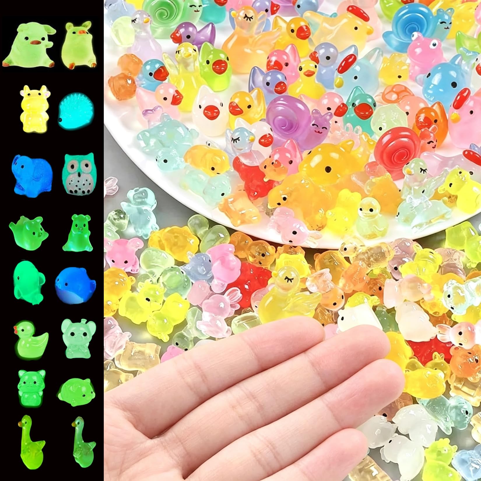 80 Piezas De Mini Animales De Resina Que Brillan En La Oscuridad, Set De Figuras Pequeñas Luminosas Para Decoración De Jardín, Casa De Muñecas, Acuario, Plantas En Macetas Y Manualidades DIY