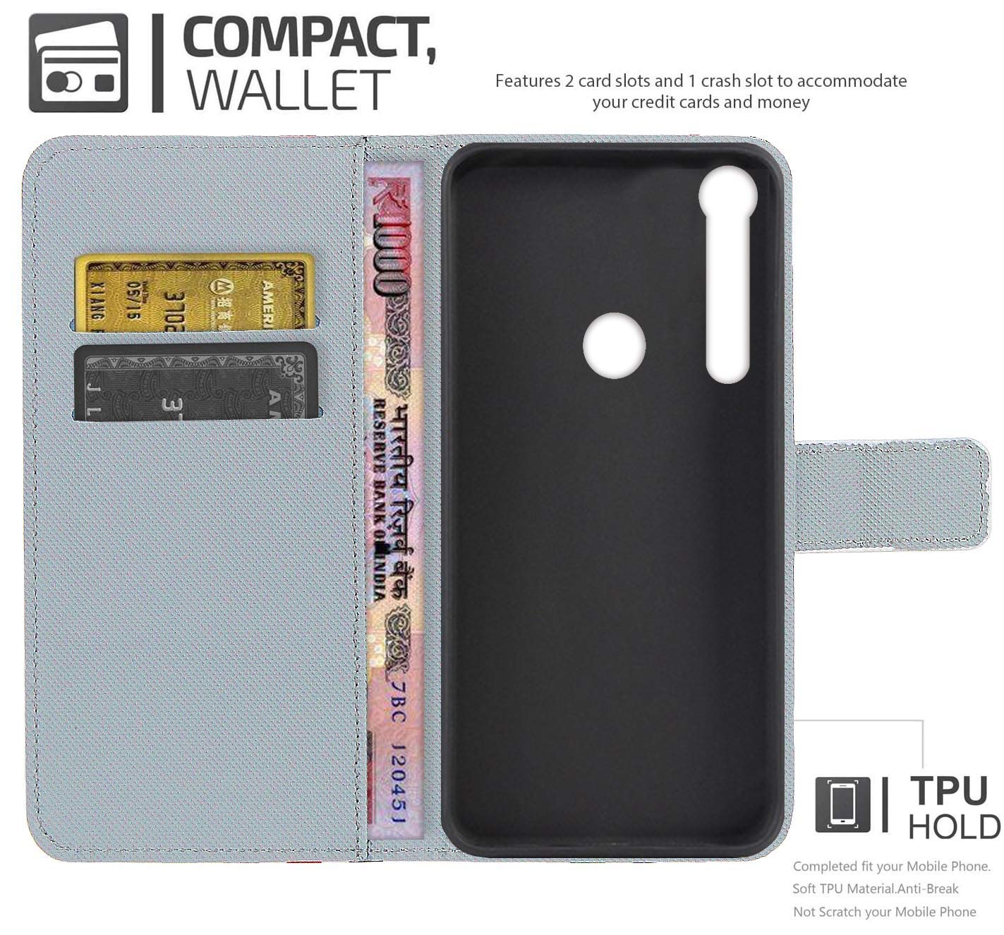 Originale Portafoglio Custodia Per Moto G8 Più XT2019 Pelle Cover Cellulare - Foto 8