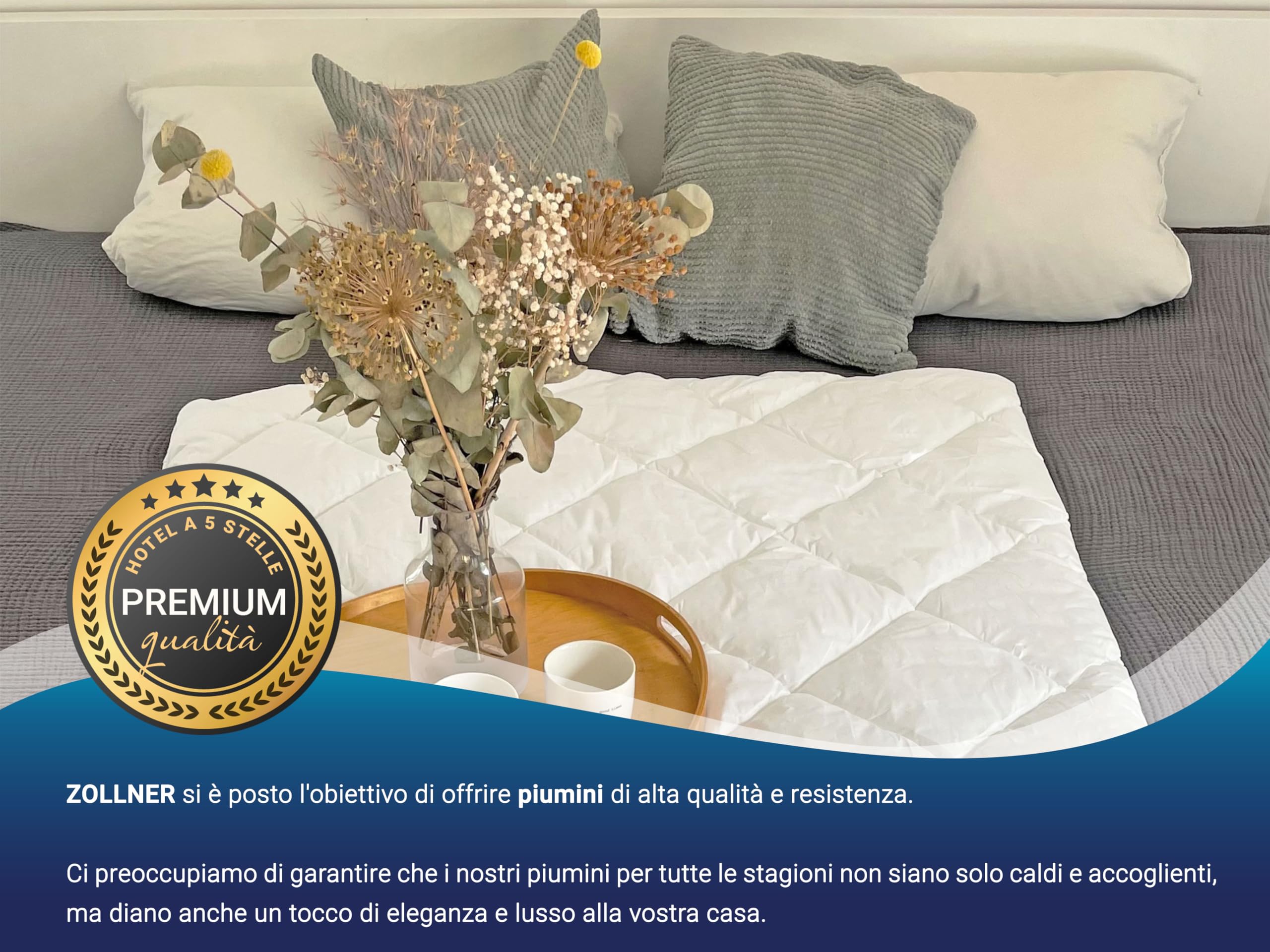 ZOLLNER Trapunta quattro stagioni - piumone annuale in 135x200 cm morbido e traspirante - imbottitura in poliestere - lavabile a 95°C - Qualità alberghiera - Certificato OEKO TEX (R)