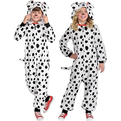Dalmatian Hooded Jumpsuit For Kids- Black and White - 1 Set