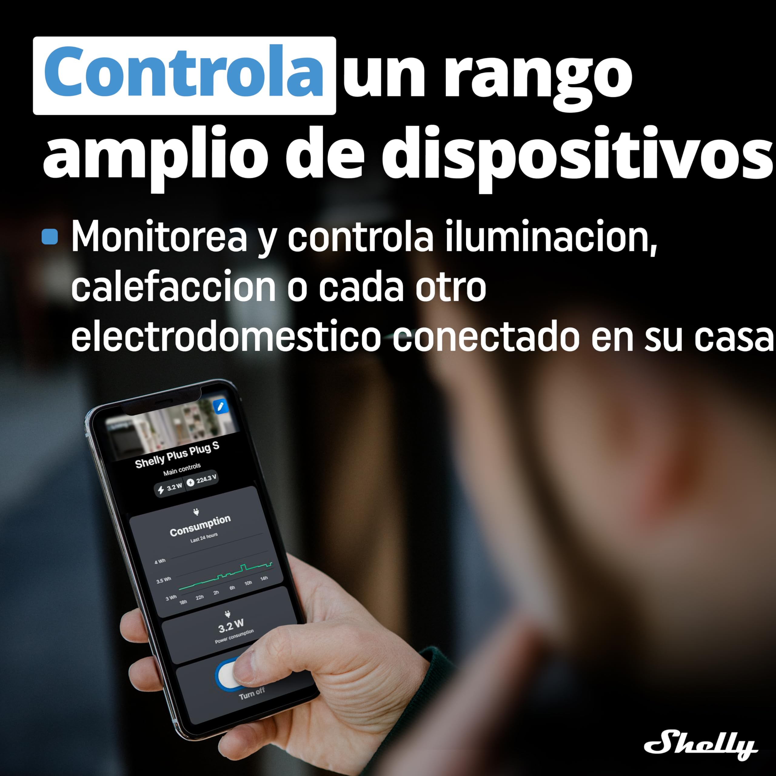 Shelly Plus Plug S Negro | Próxima Generación Enchufe Inalámbrico Con Medición De Consumo | Automatización De Hogar | iOS Android App | No Hub Requerido | Indicación LED De Multicolor | Escenas Smart