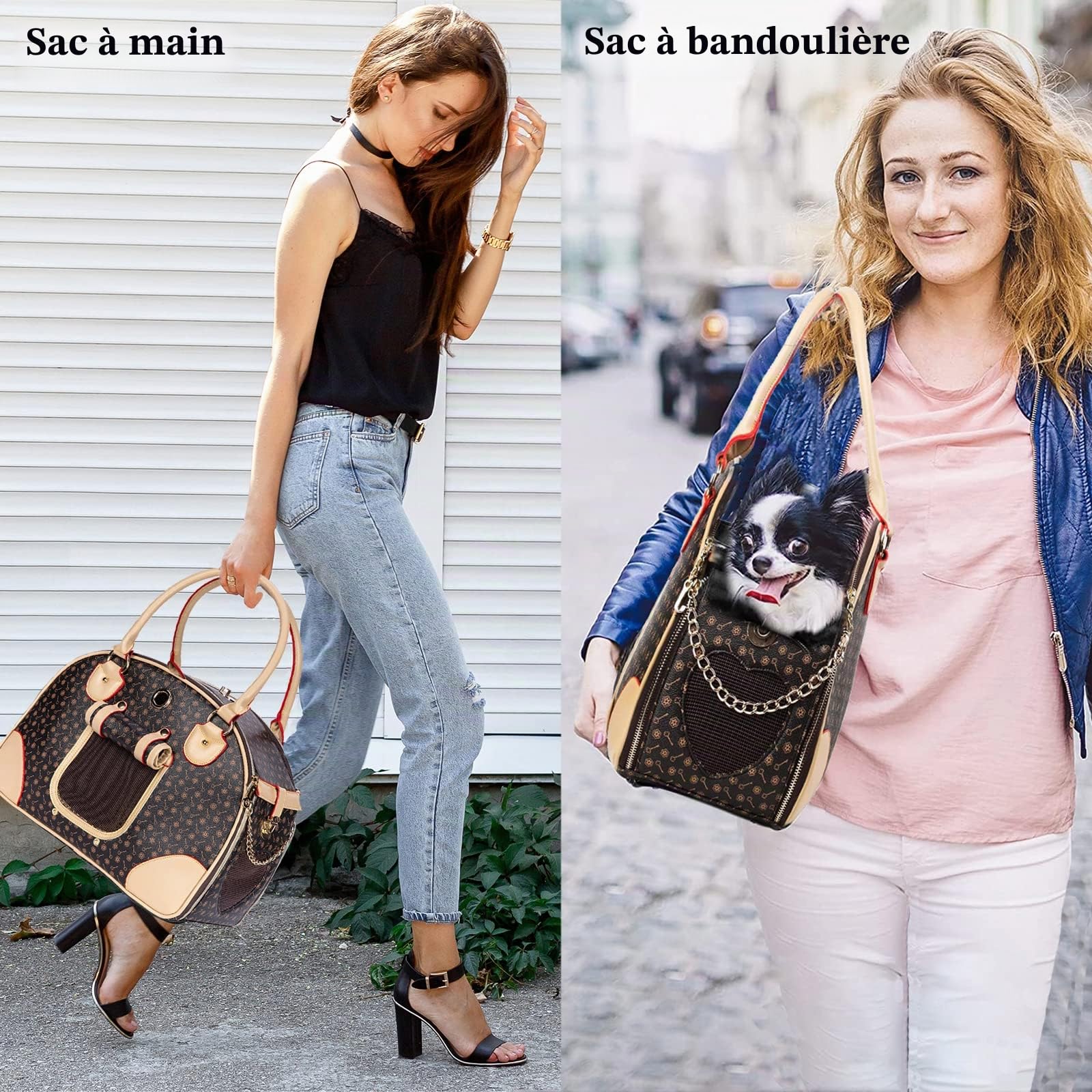 Adriene's Choice Sac de Transport de Luxe pour Animal de Compagnie, Chiot et Chat, Sac de Transport imperméable en Cuir synthétique de qualité supérieure pour l'extérieur, Les Voyages, la Marche, la