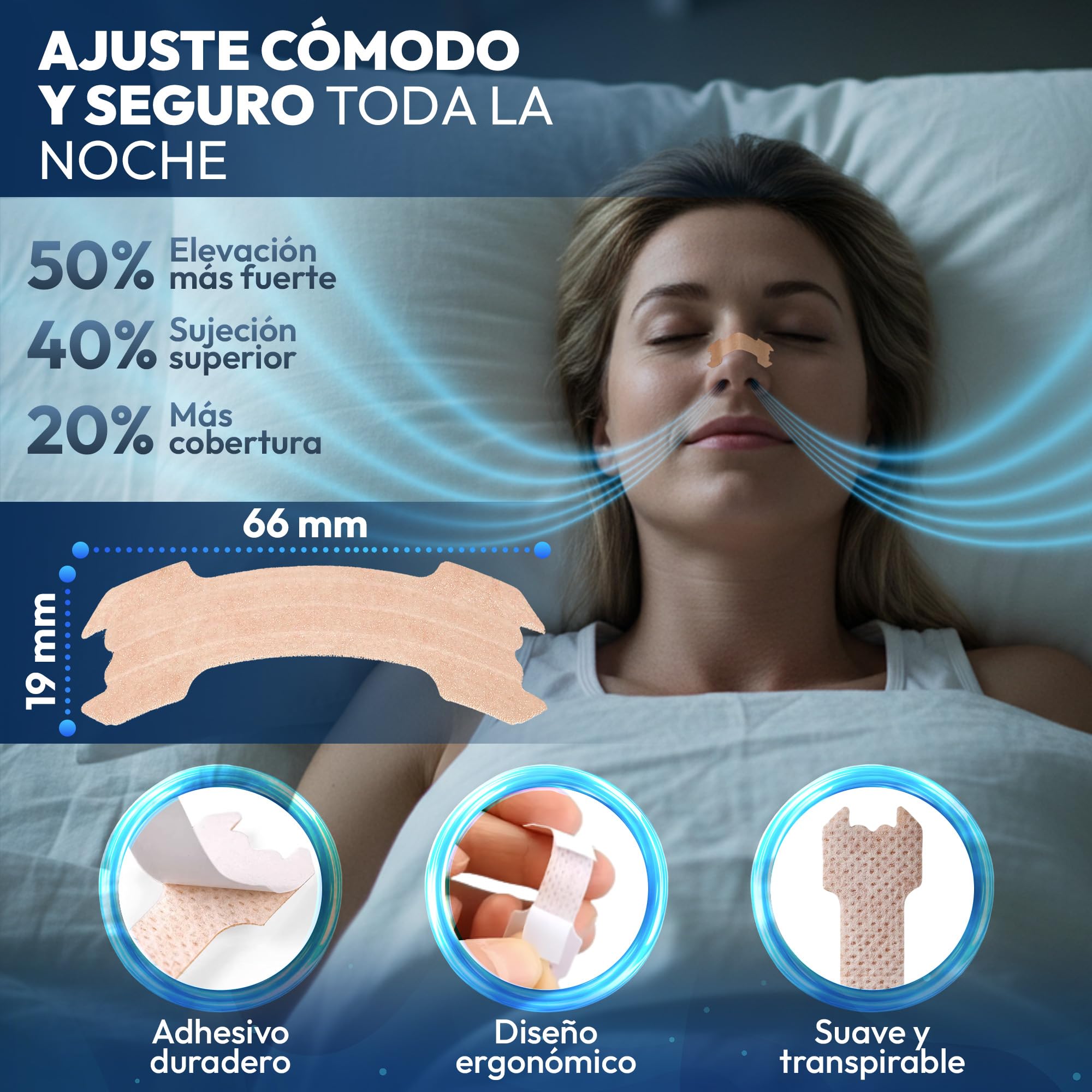 80 PACK PREMIUM - Tiras nasales antirronquidos para Dormir y Deportivas PREMIUM | Tiras Nasales Anti-ronquidos | Nose Strips| Breathe Right | Nasal Strips para Respirar Mejor Por la Nariz