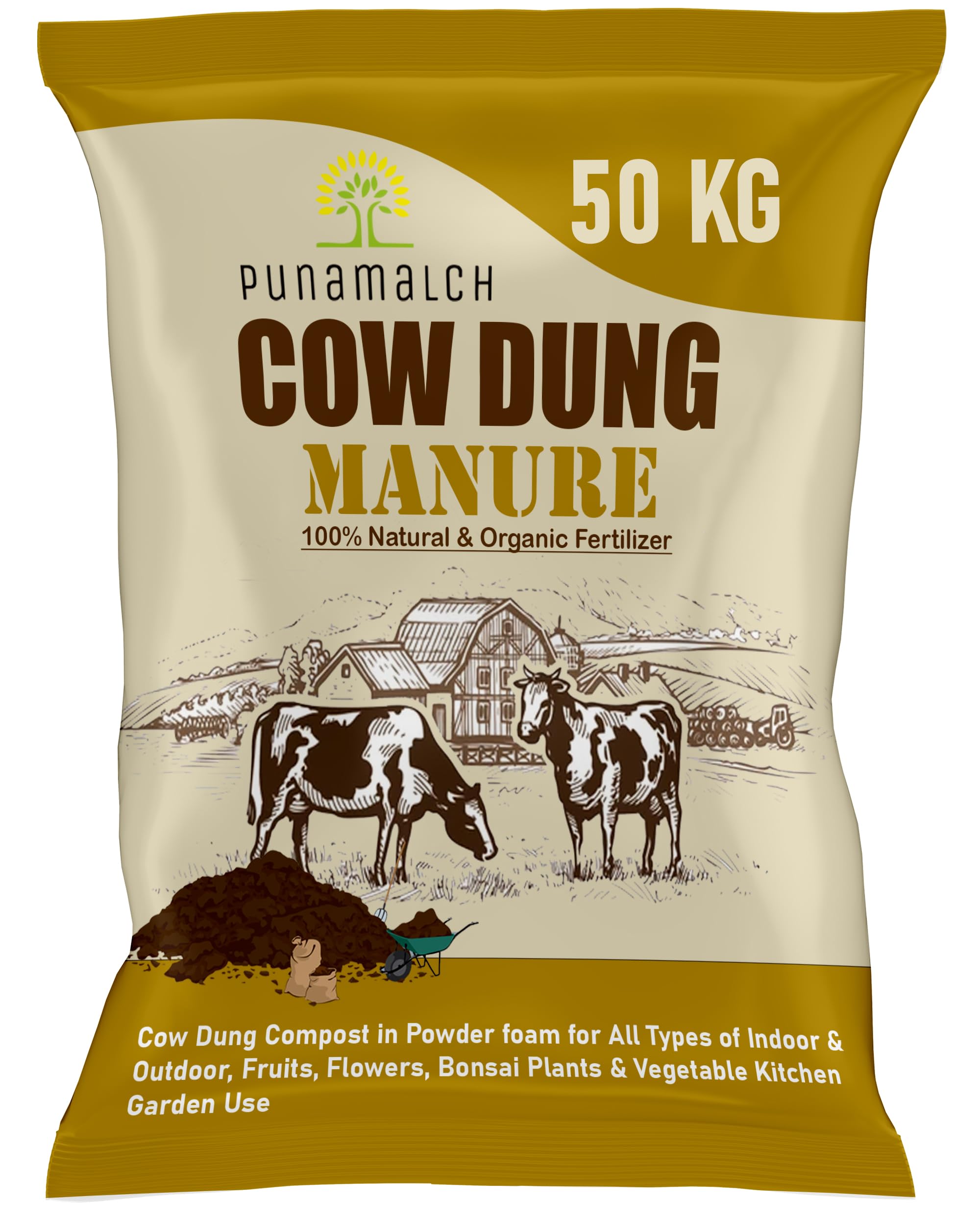 PUNAMULCH Cow Dung Manure for Plants 50kg | Cow Dung Compost for Plants | Organic Manure for Home Garden | Composed Fertilizer for Plants (B0D9H5L5GJ) Amazon Price History, Amazon Price Tracker