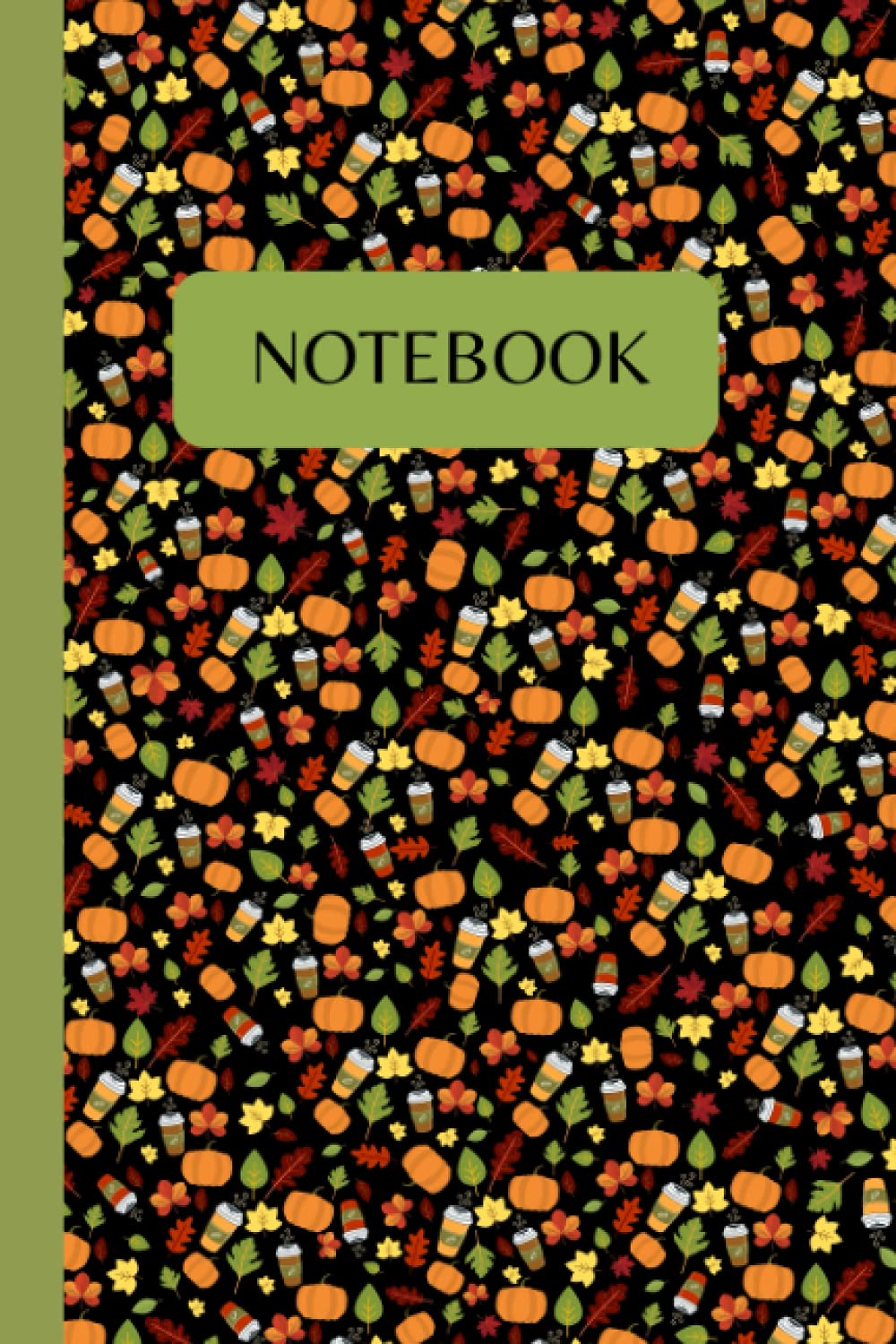 Notebook: Fall Pumpkin and Coffee Dark Themed Composition Notebook Journal-100 pages-Wide Ruled-6x9