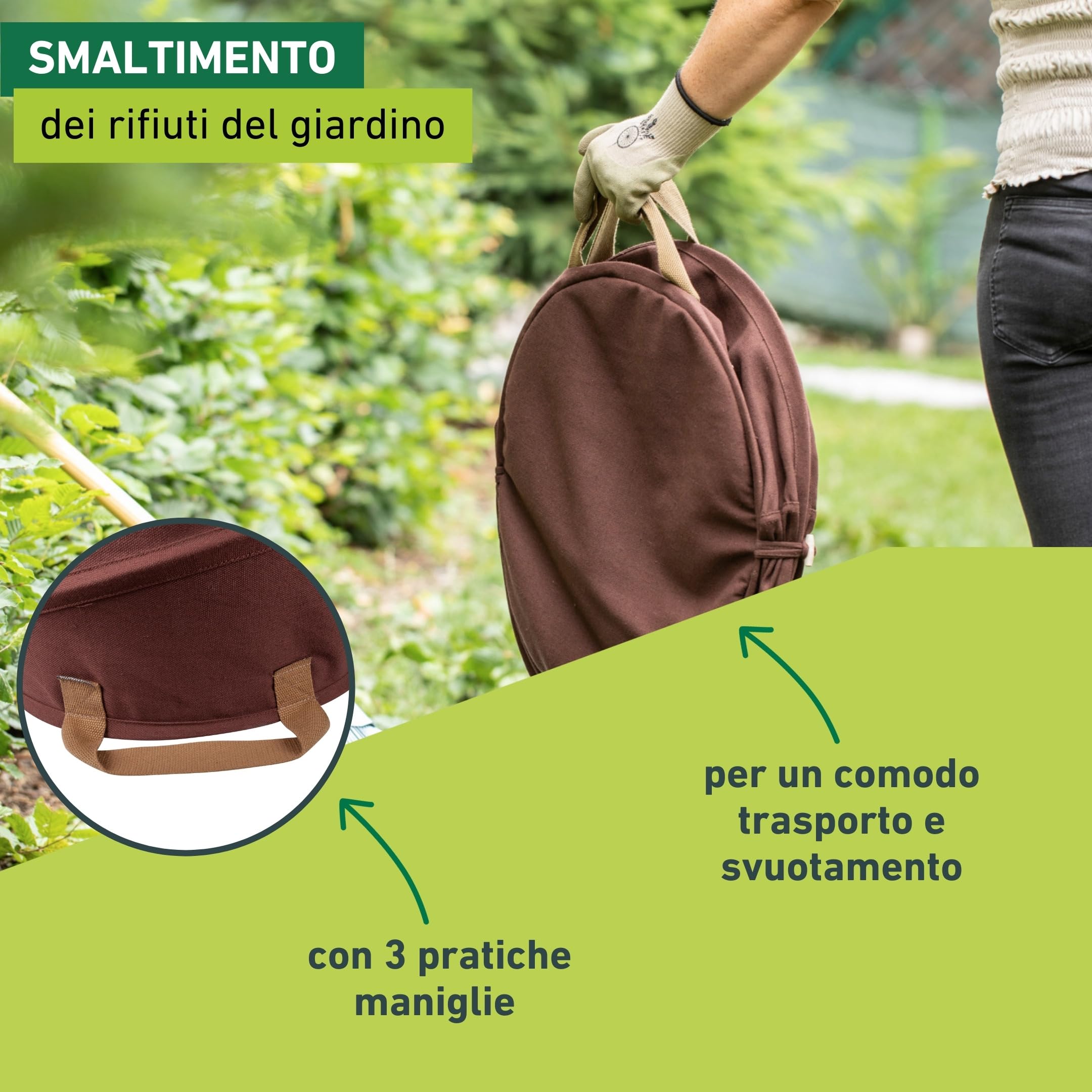 Windhager Sacca per rifiuti da giardino pop-up, in tela, per foglie, autoportante, verde, 120 l, diametro 50 x 60 cm, 07577