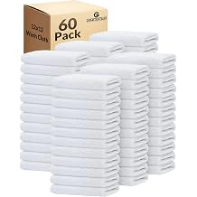 GOLD TEXTILES 60 Pack Economy White Washcloths Set 12x12 inches - Cotton Blend Commercial Grade Cleaning Rags, Quick Drying & Soft Face Cloths, Fingertip Towels for Bathroom, Spa, Gym, and Kitchen