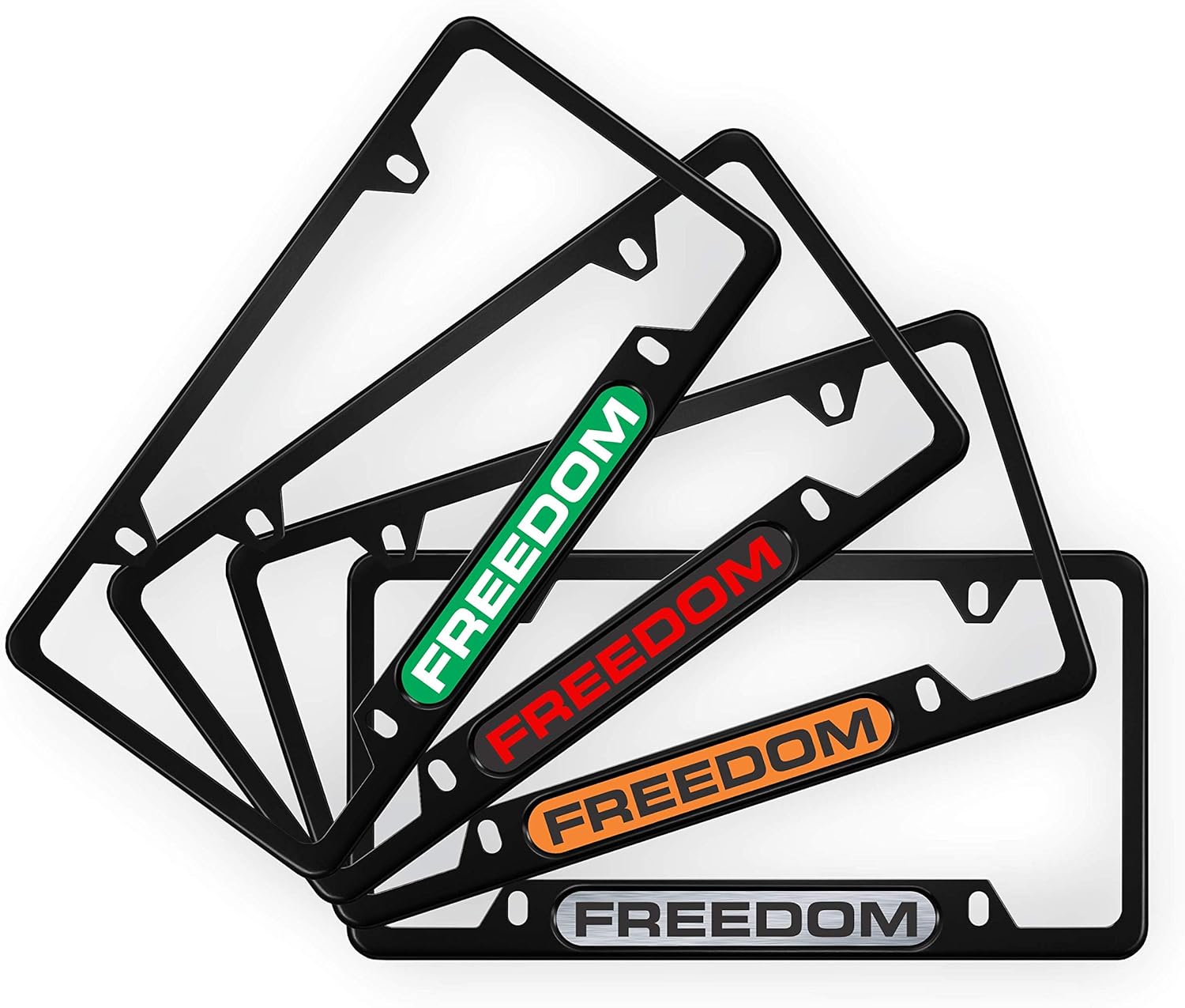 Personalized with Custom Text Design Laser Engraved Standard Size - CAR Thin Top | Narrow Top Black Anodized Aluminum License Plate Frame & Free caps - Orange/Black (Qty: 1 Frame)