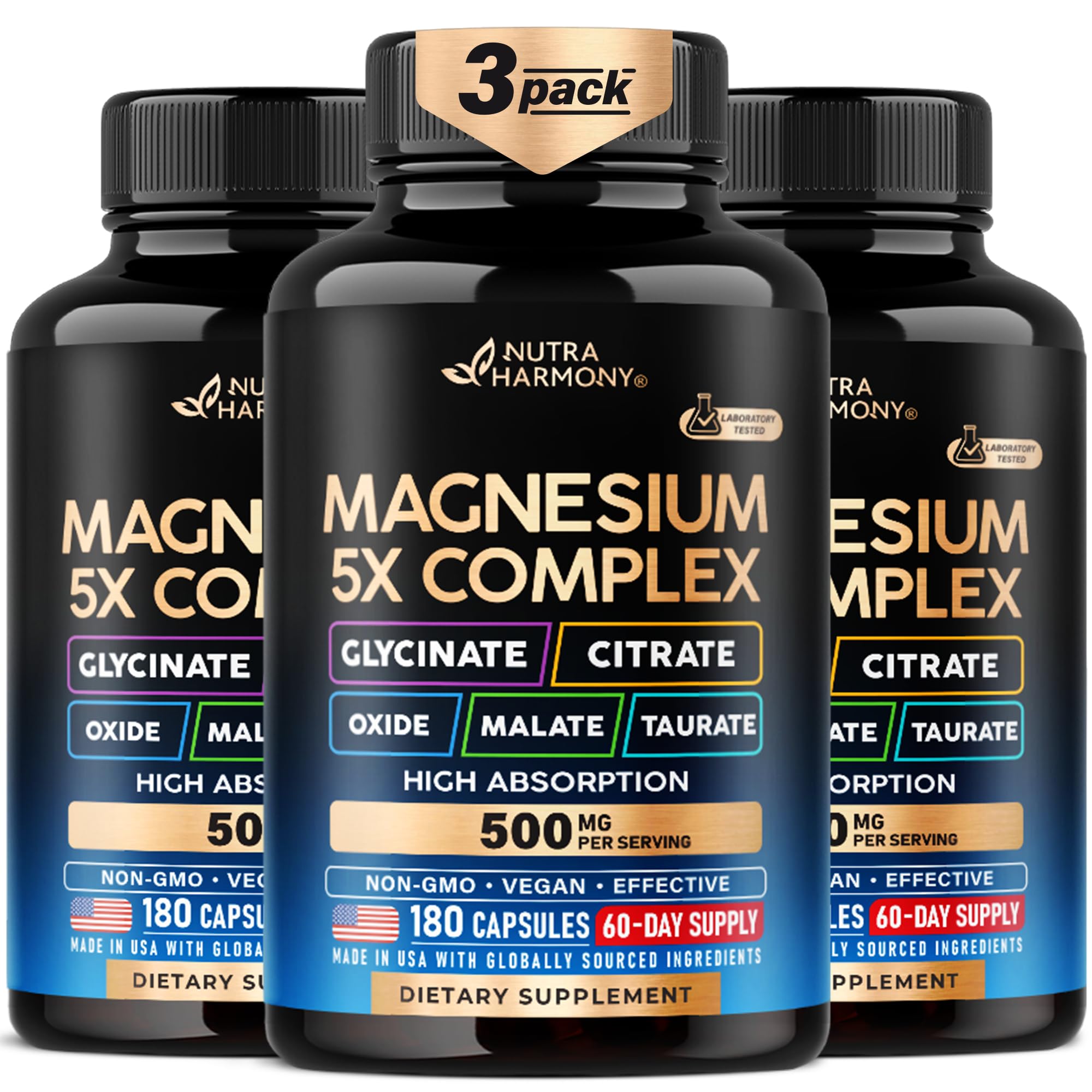 Magnesium Complex - Glycinate, Citrate, Malate, Taurate, Oxide - 180 Caps — Amazon image 11