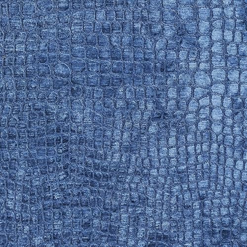 A0151S Tela de tapicería contemporánea de terciopelo tejido brillante de cocodrilo texturizado azul por The Yard disponible en Yaxa Peru