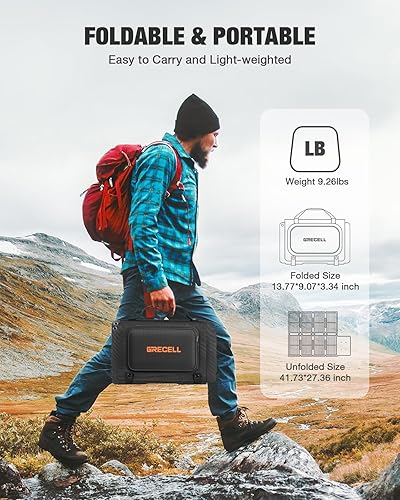 Miniatura 7 de GRECELL Estación de energía portátil de 300 W con panel solar plegable de 80 W, batería LiFePO4 (LFP) de 230 Wh con cargador solar portátil IP67