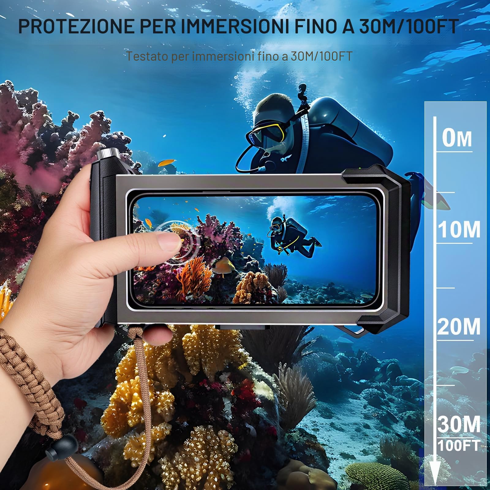 ShellBox Cover impermeabile per telefono Protezione subacquea fino a 30m Borsa impermeabile per telefono Borsa impermeabile per telefono Impermeabile per nuoto e bagno per iPhone 17 Pro 17 Air 17 Pro