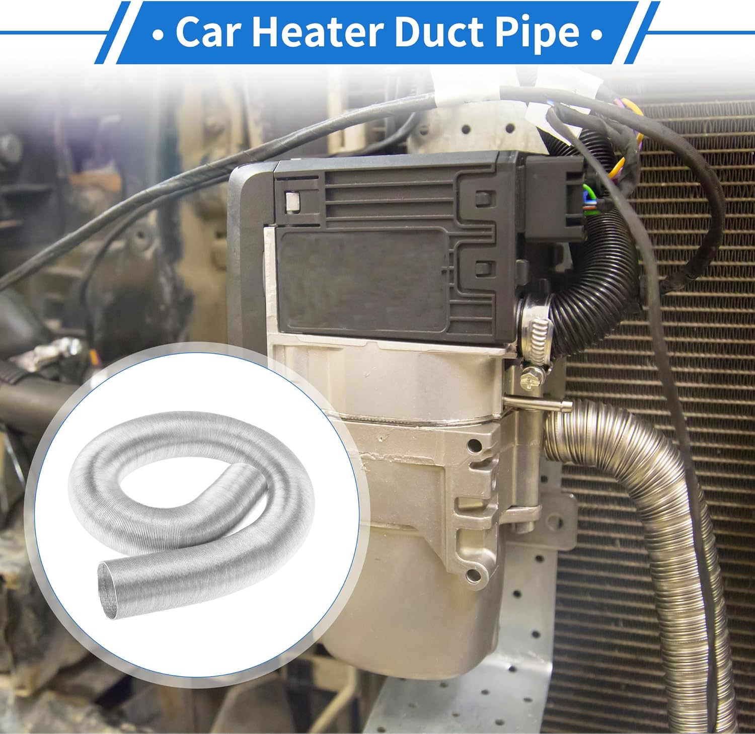 60mm Dia 180cm Car Heater Duct Pipe Aluminum Foil Warm Air Ducting Hose for Diesel Heater Silver Tone
