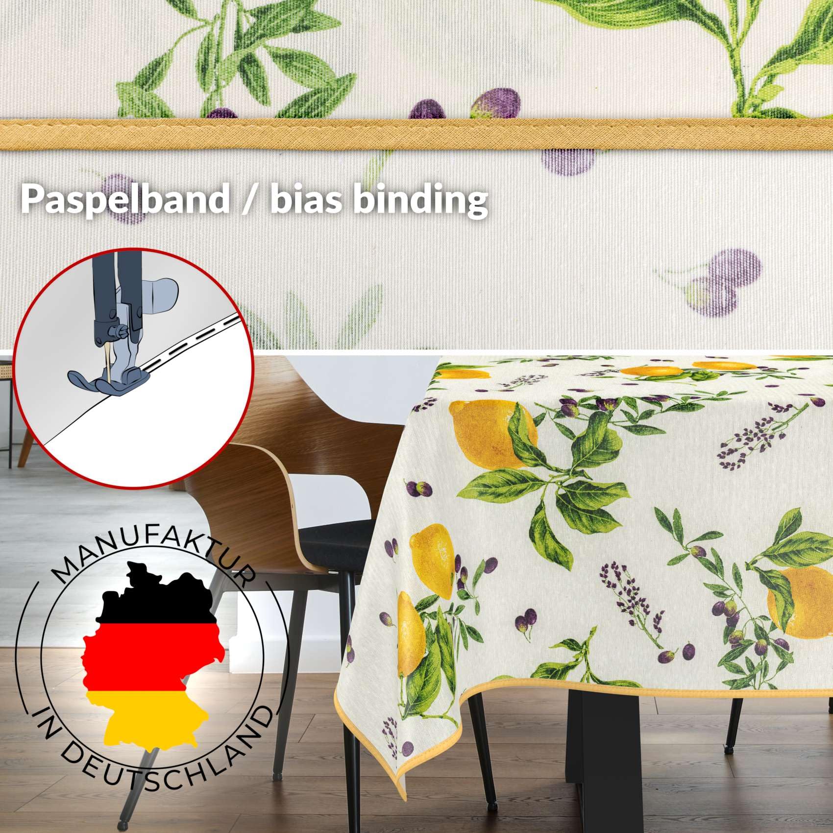 Mantel de tela textil lavable, mantel de algodón, poliéster, limón, 280 x 140 cm, para interior y exterior