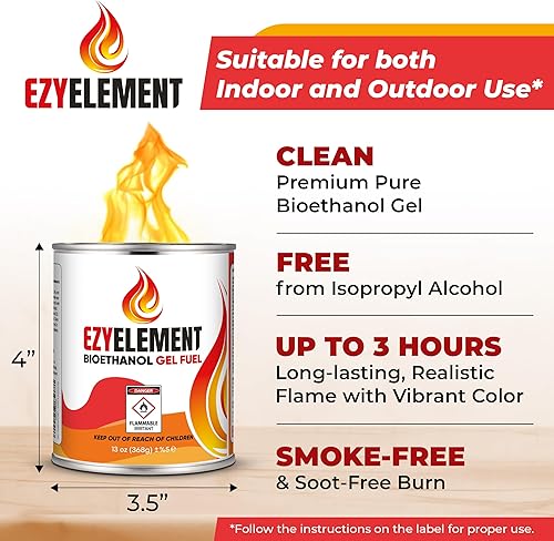 Miniatura 2 de Latas de combustible de gel  Combustible de gel de bioetanol sin humo y combustión limpia, fórmula de larga duración para uso en interiores y