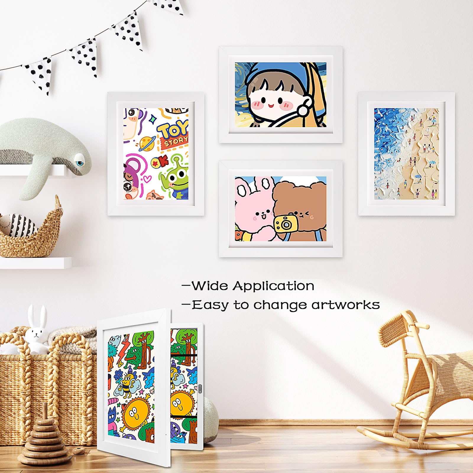 Lot De 2 Cadres à Œuvres D'Art Pour Enfants - Format A4, Ouverture Frontale - Pour Dessins, Photos, Certificats - 7