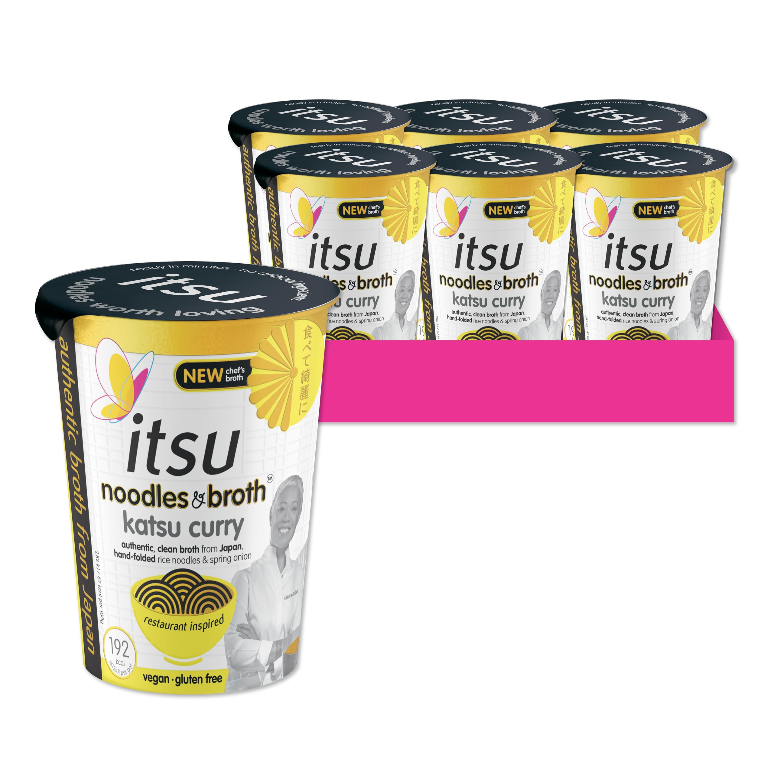 itsu katsu curry instant noodles & broth pot 63g | Instant Noodles Snack Multipack | Quick-to-Make Snack | Gluten free | Vegan | Pack of 6