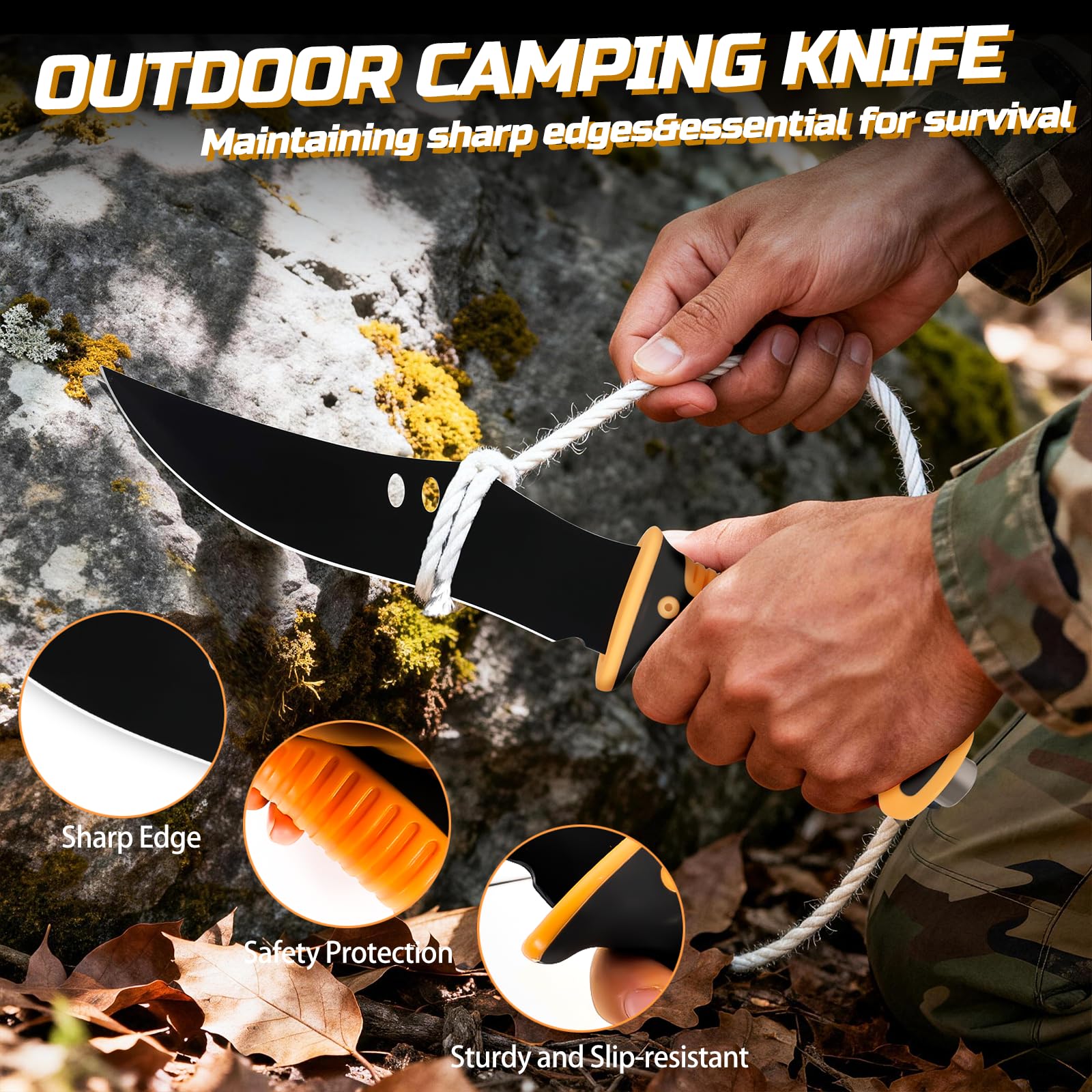 6 in 1 Kit de Supervivencia,Kit Supervivencia,Juego de Accesorios para Acampar,Set de Camping con Hachas de Supervivencia,Palas Plegables,Sierras Plegables,Regalos para Hombres,para Acampar,Aventura