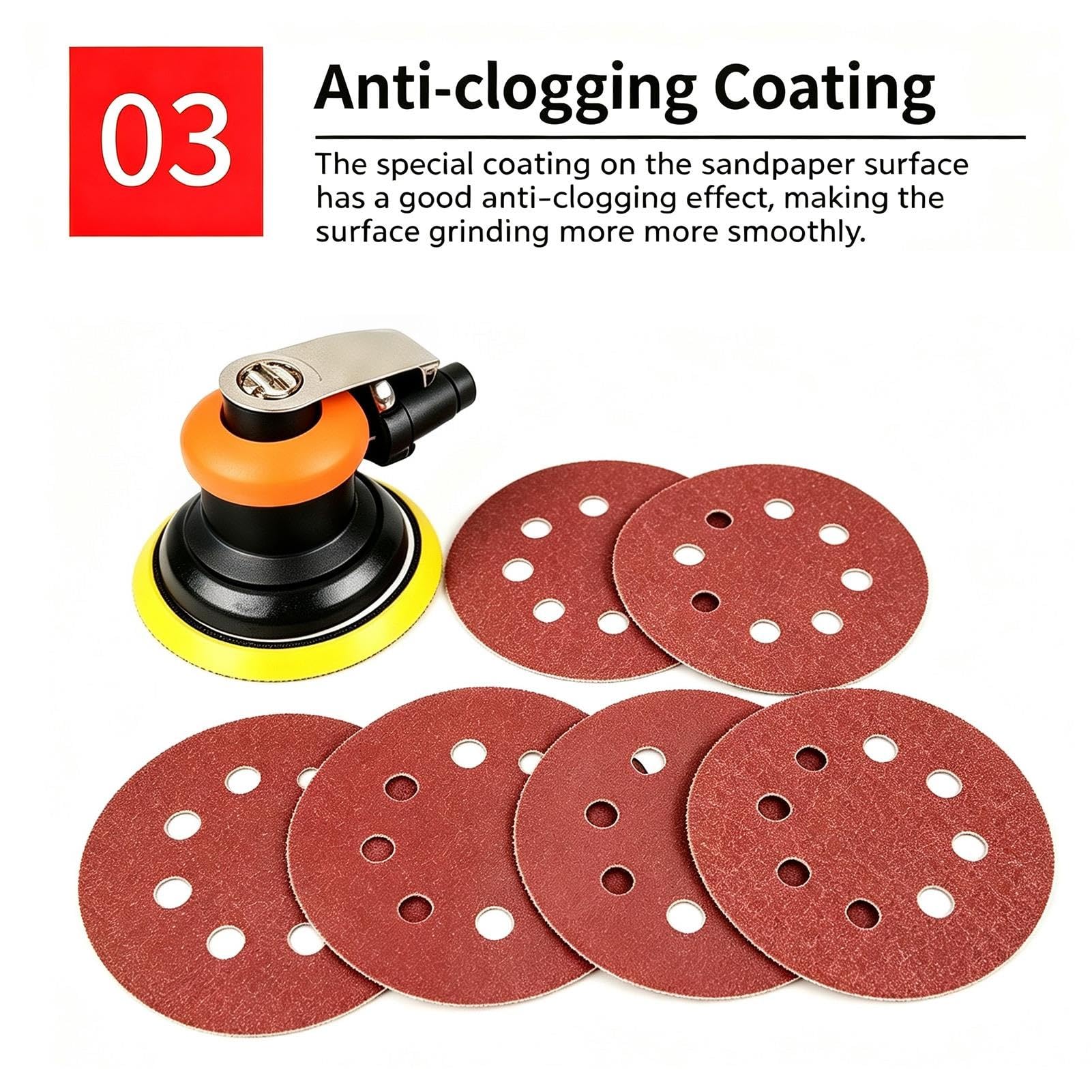 100 discos de lijado de 125 mm, discos para lijadora orbital, grano 80#
