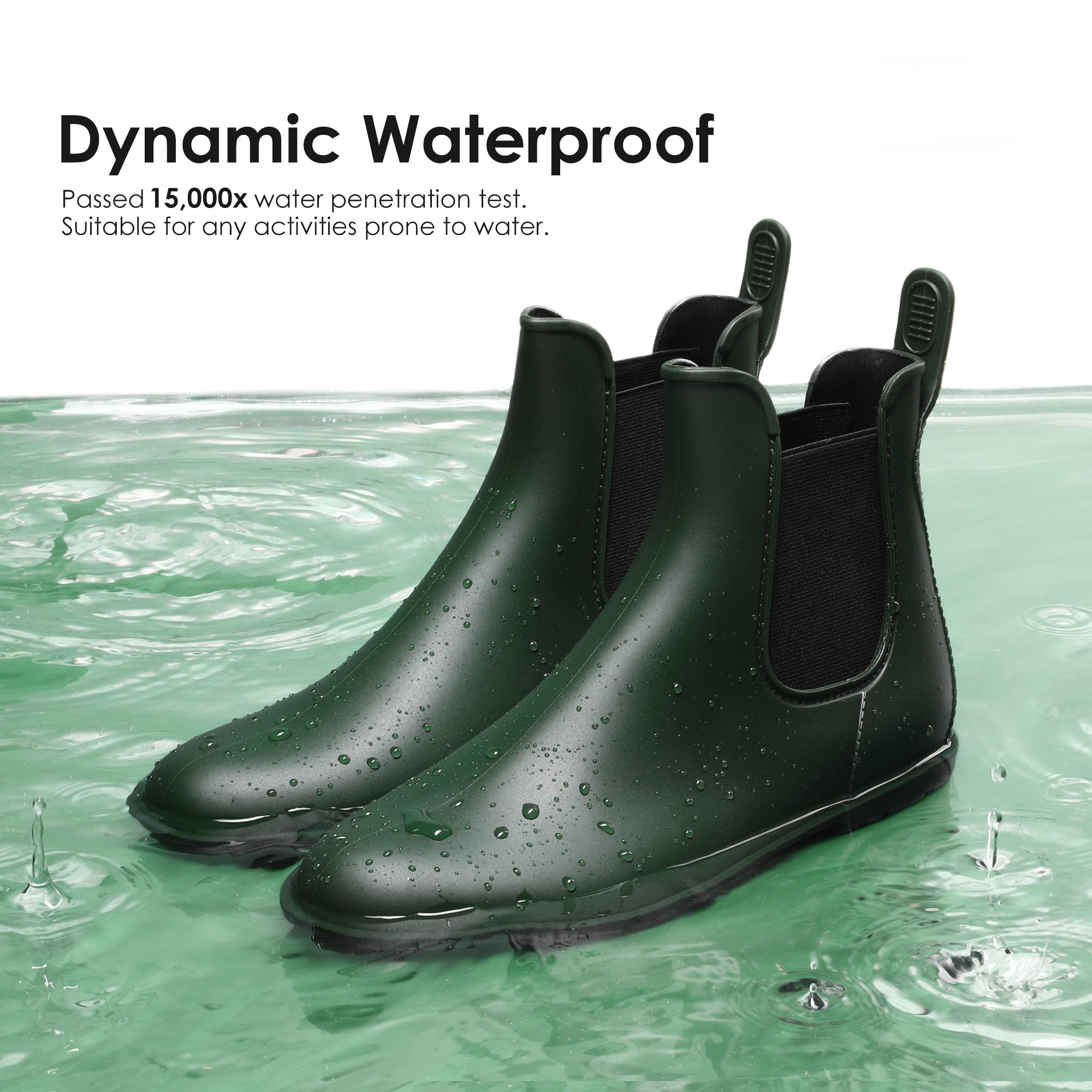DREAM PAIRS Stivali da Pioggia Donna Chelsea Wellington Rain Boots Impermeabili Stivaletti Elastico Outdoor Ankle Boot
