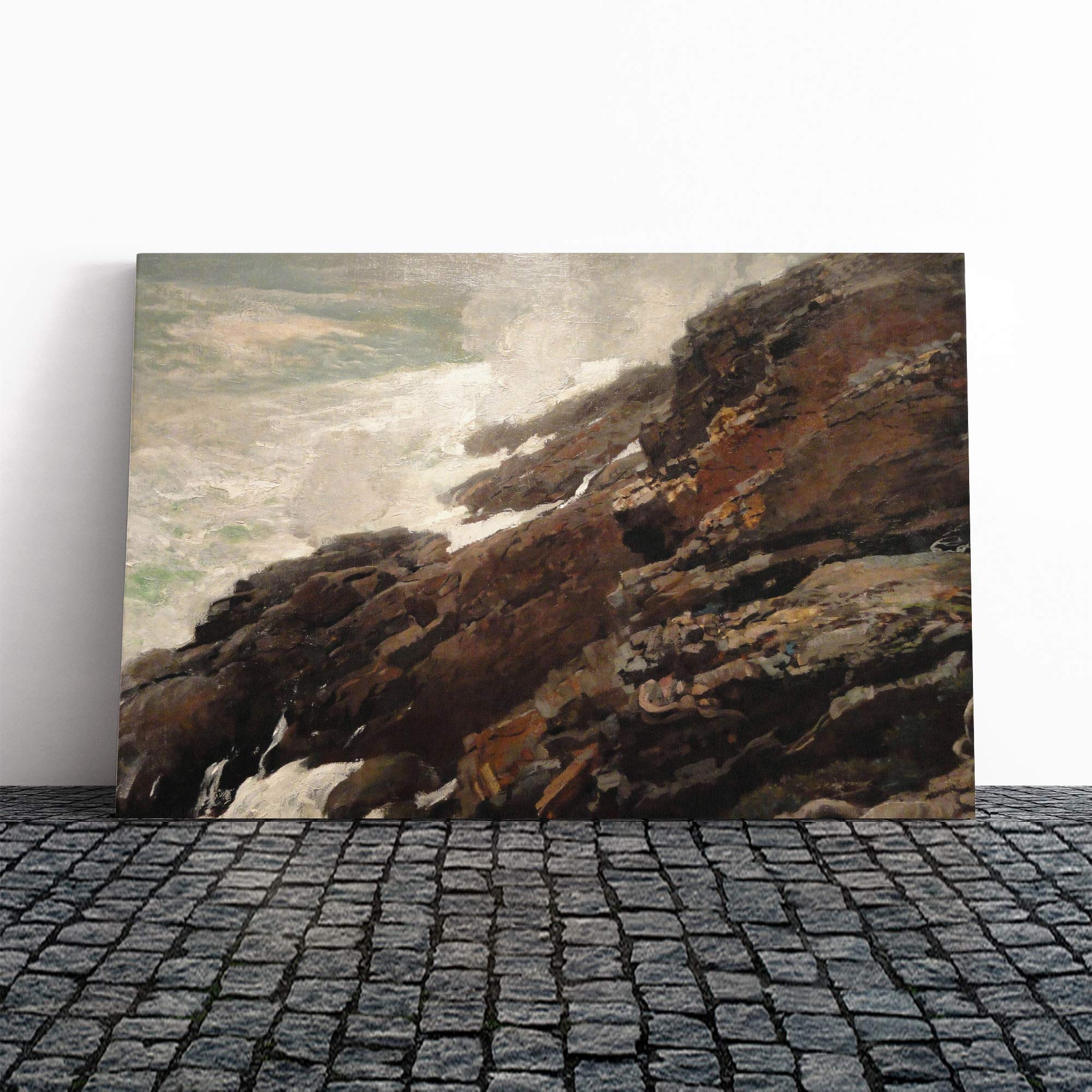 Winslow Homer High Cliff Coast Maine Canvas Print | Gallery Wrapped 30mm Frame Wall Art | 24x16 inches | Ready to Hang | Modern Seascape Picture | Living Room Bedroom Lounge Office