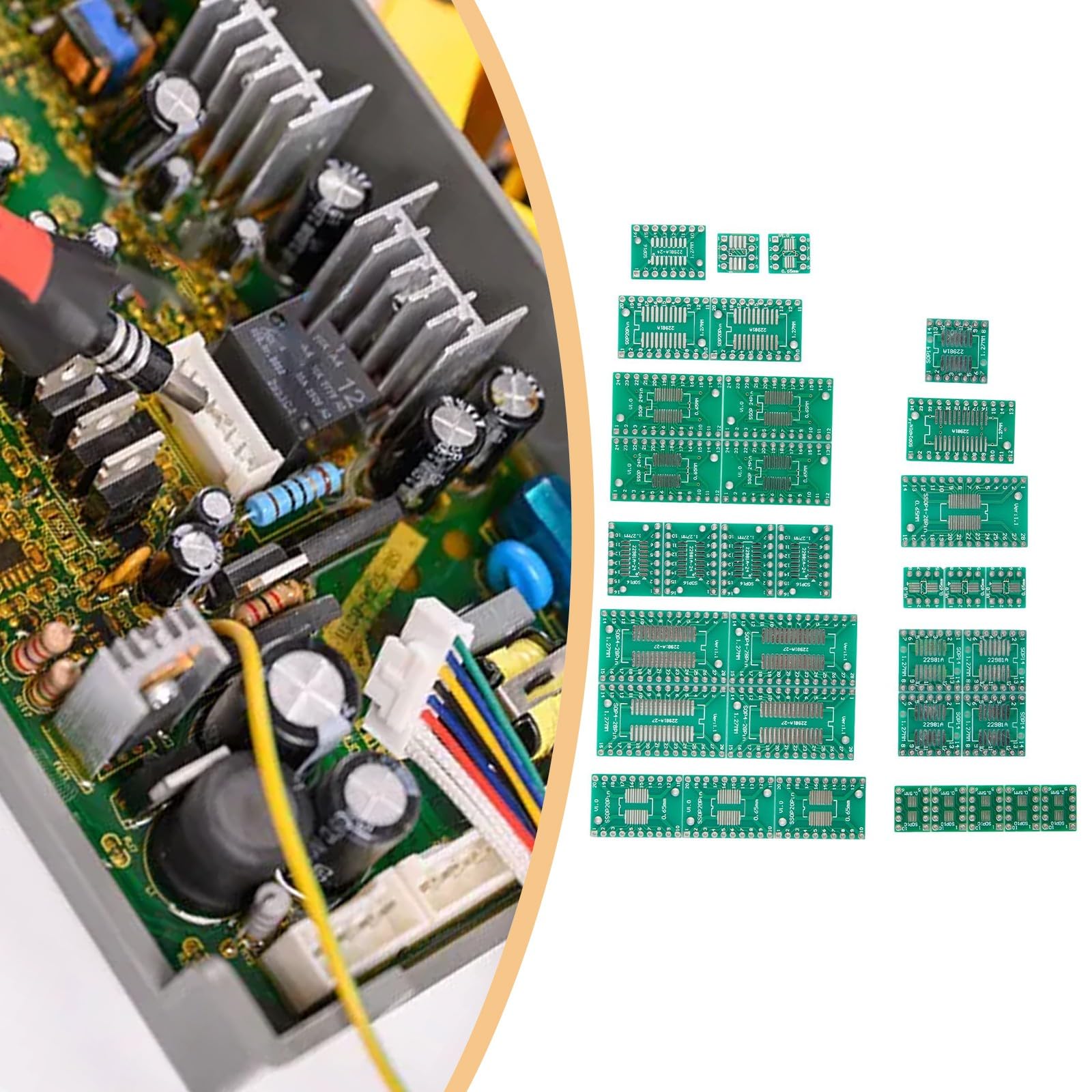 Kit adattatore PCB da 35 pezzi, per scheda convertitore da SMD a DIP per SOP MSOP SSOP TSSOP SOT23 8-28 pin, assortimento di test verdi