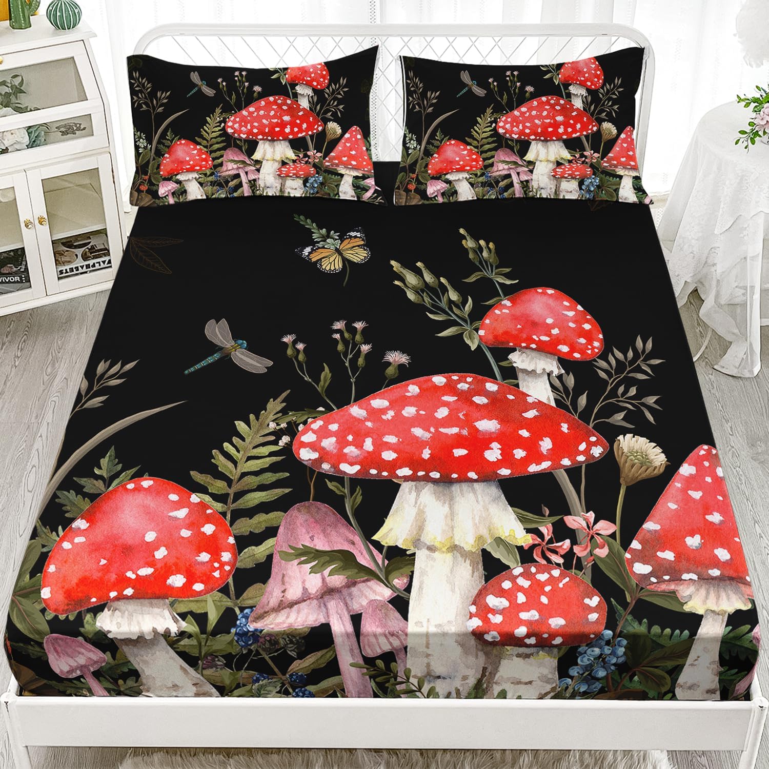 Wolf Bed Sheet Set Galaxy Wolf Night Moon Bedding Set for Kids Teens Room Decor Wild Animals Bed Cover with 2 Pillowcases